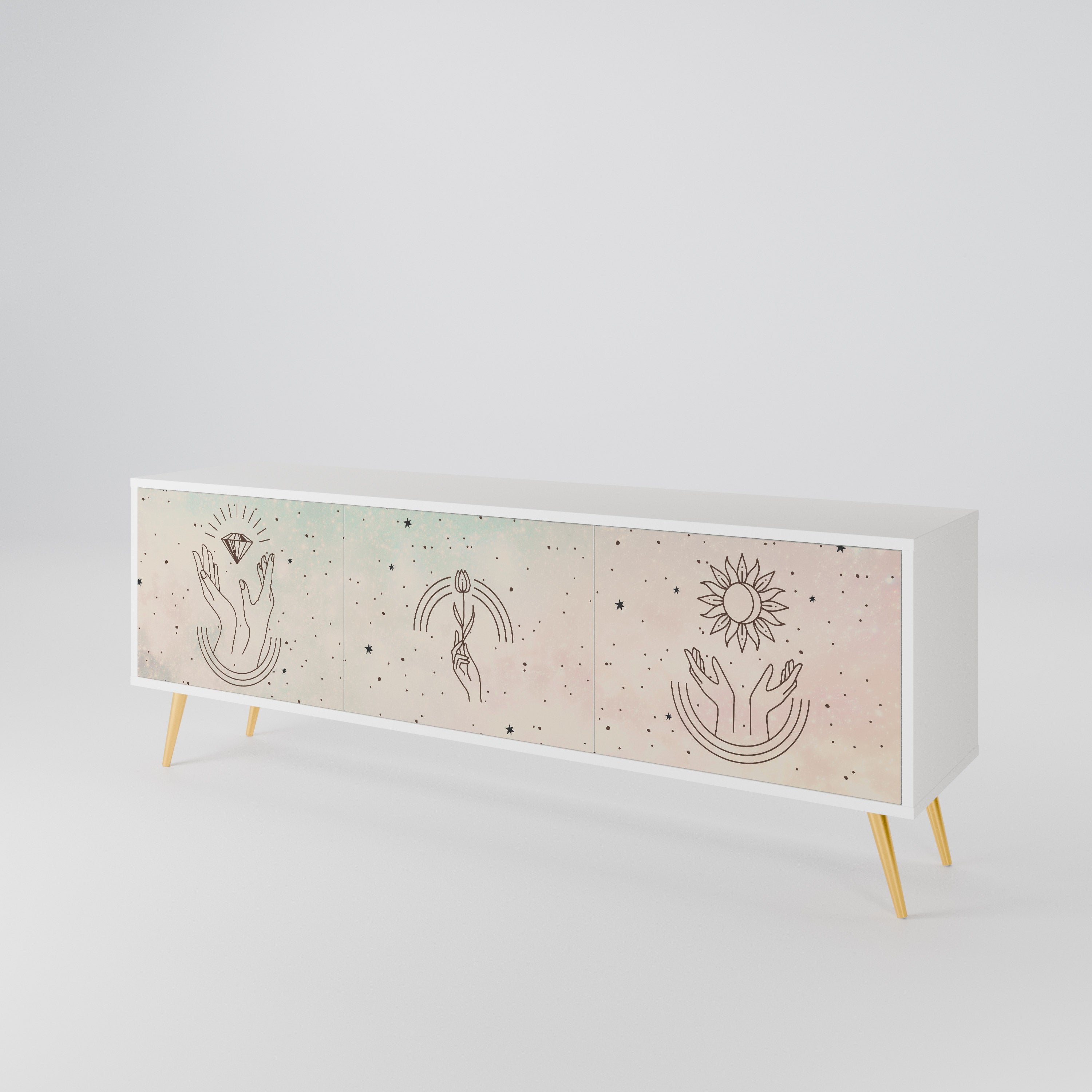 DELICATE BEAUTY TV-bänk med 3 dörrar