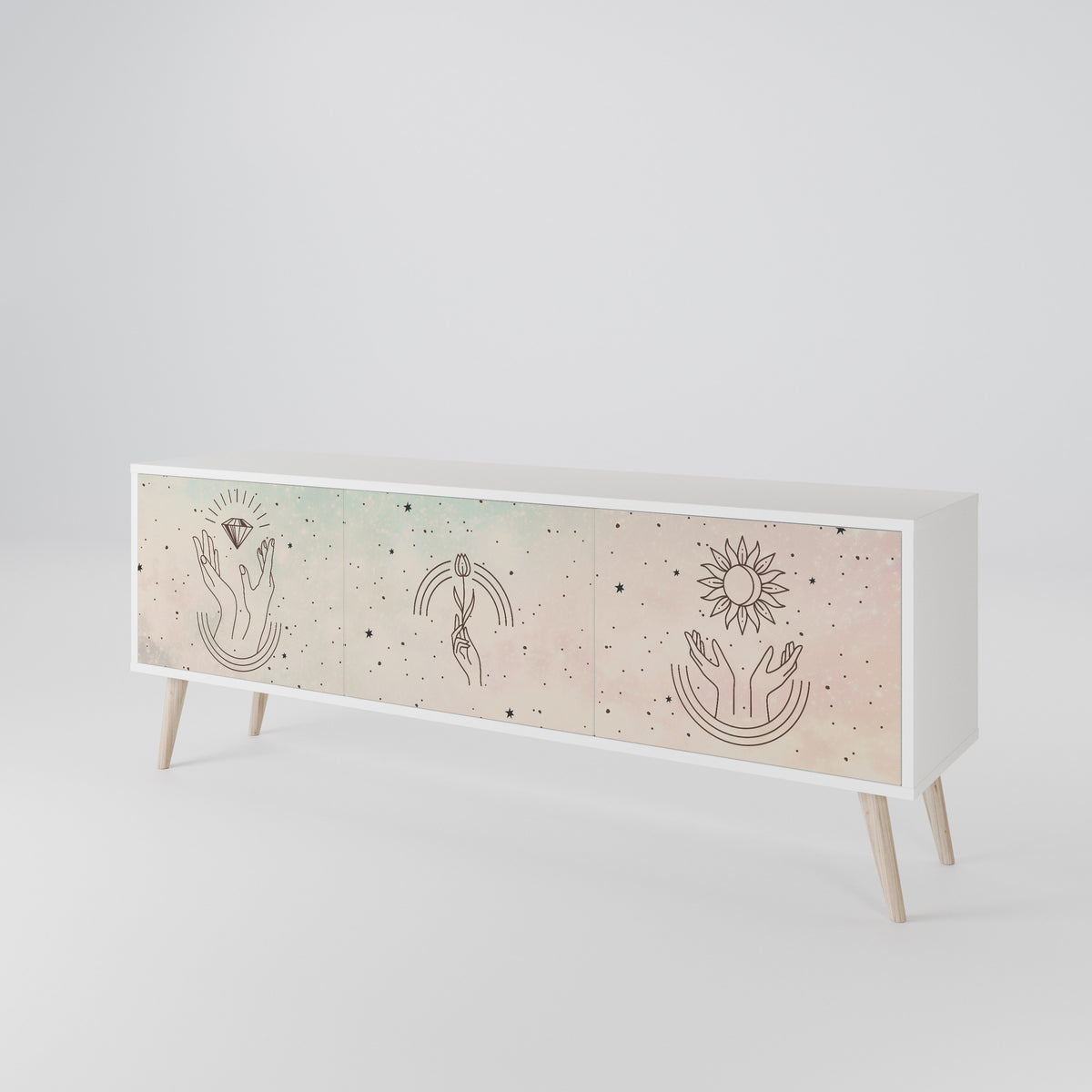 DELICATE BEAUTY TV-bänk med 3 dörrar