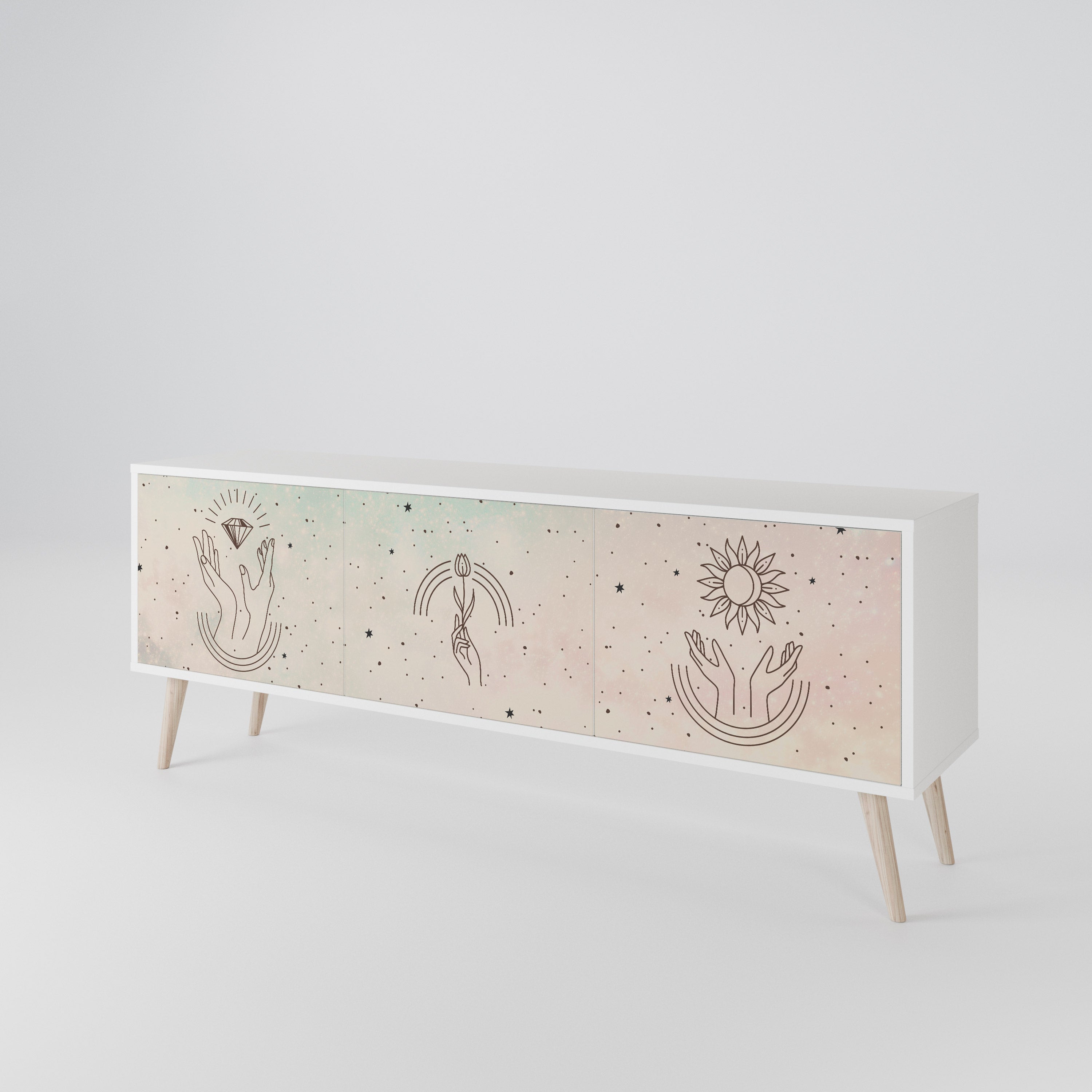 DELICATE BEAUTY TV-bänk med 3 dörrar