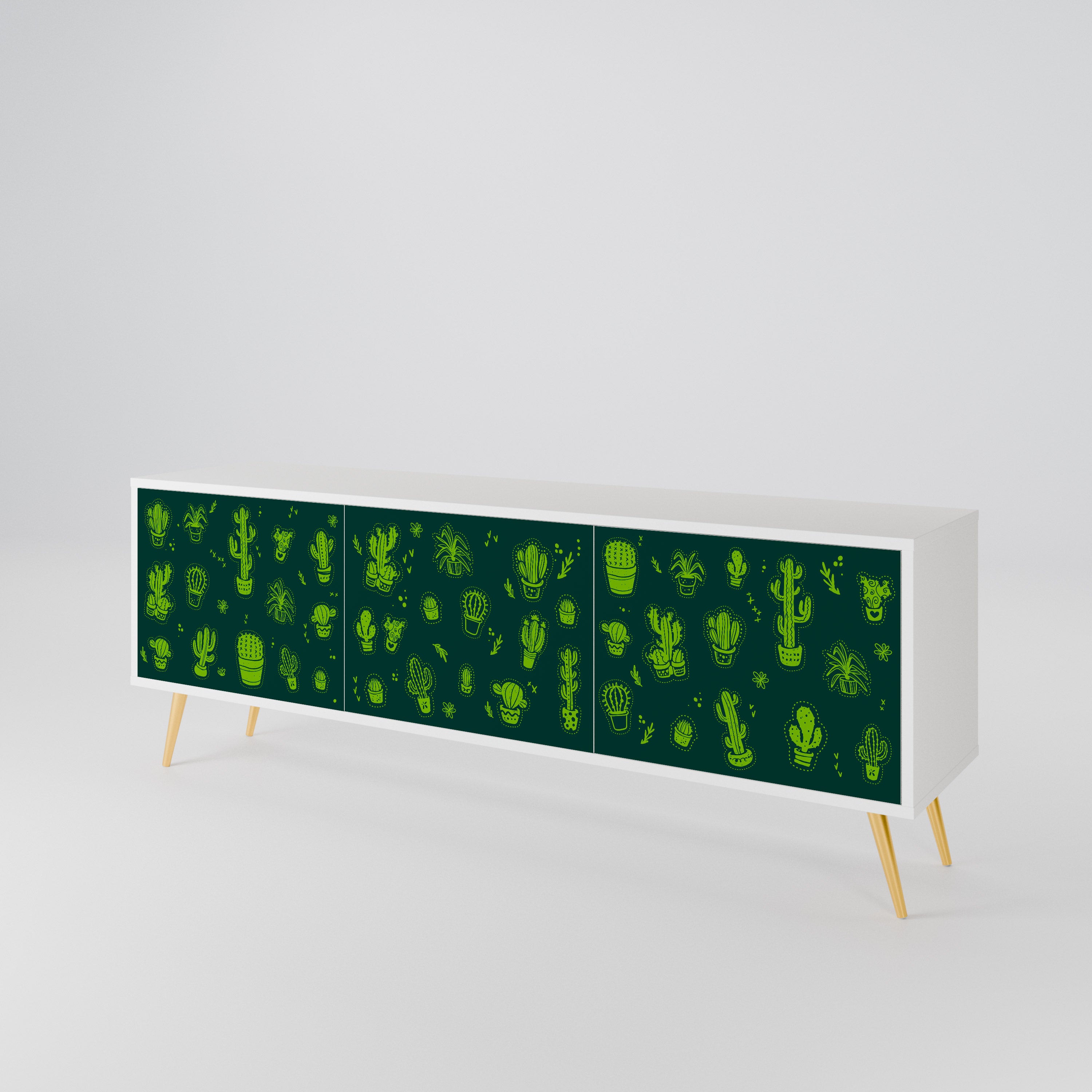 DESERT GREEN TV-bänk med 3 dörrar