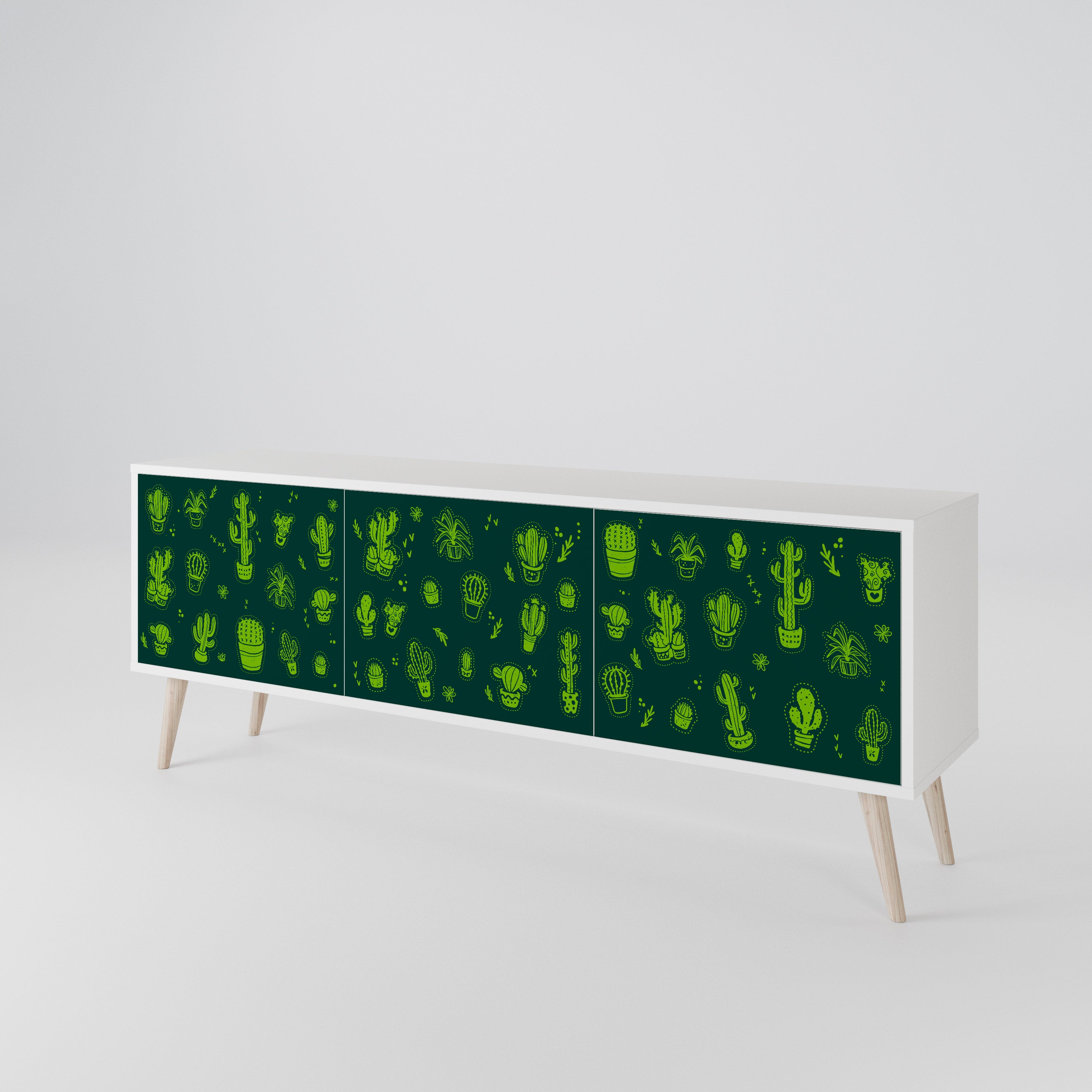 DESERT GREEN TV-bänk med 3 dörrar