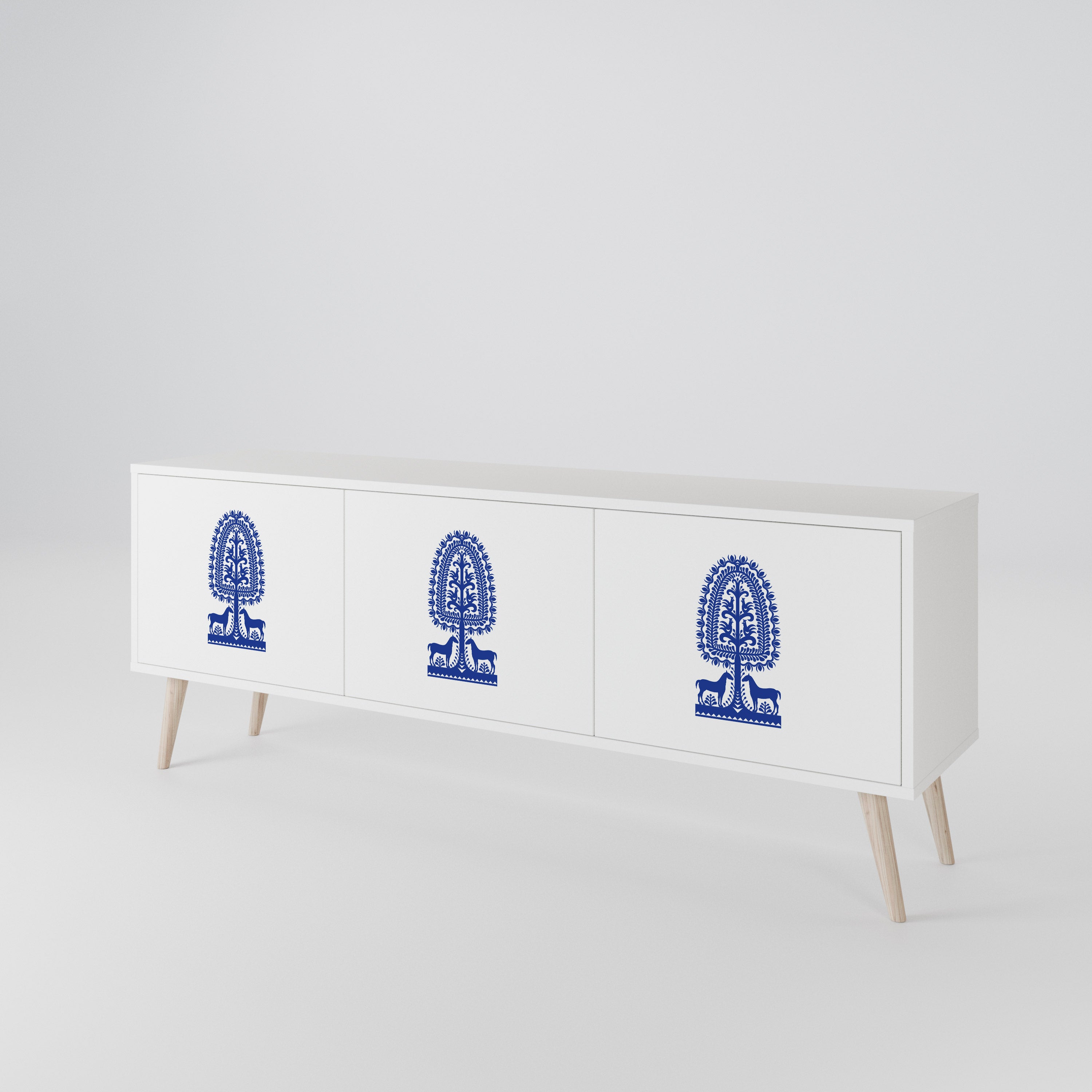 POLISH FOLK ART TV-bänk med 3 dörrar