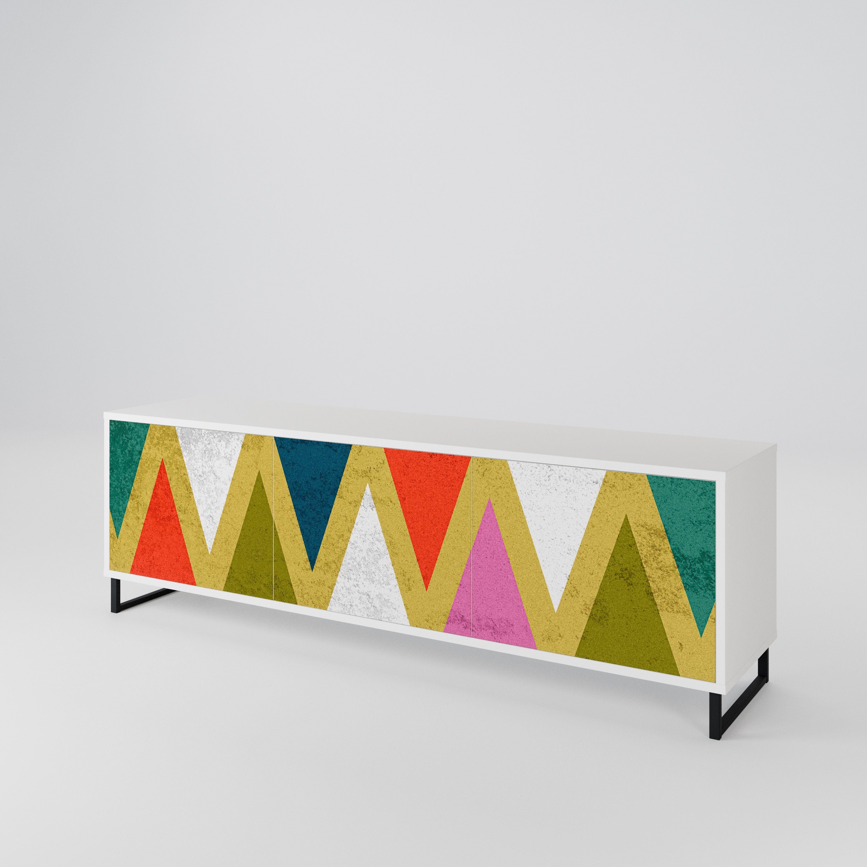 COLORFUL TRIANGLES TV-bänk med 3 dörrar