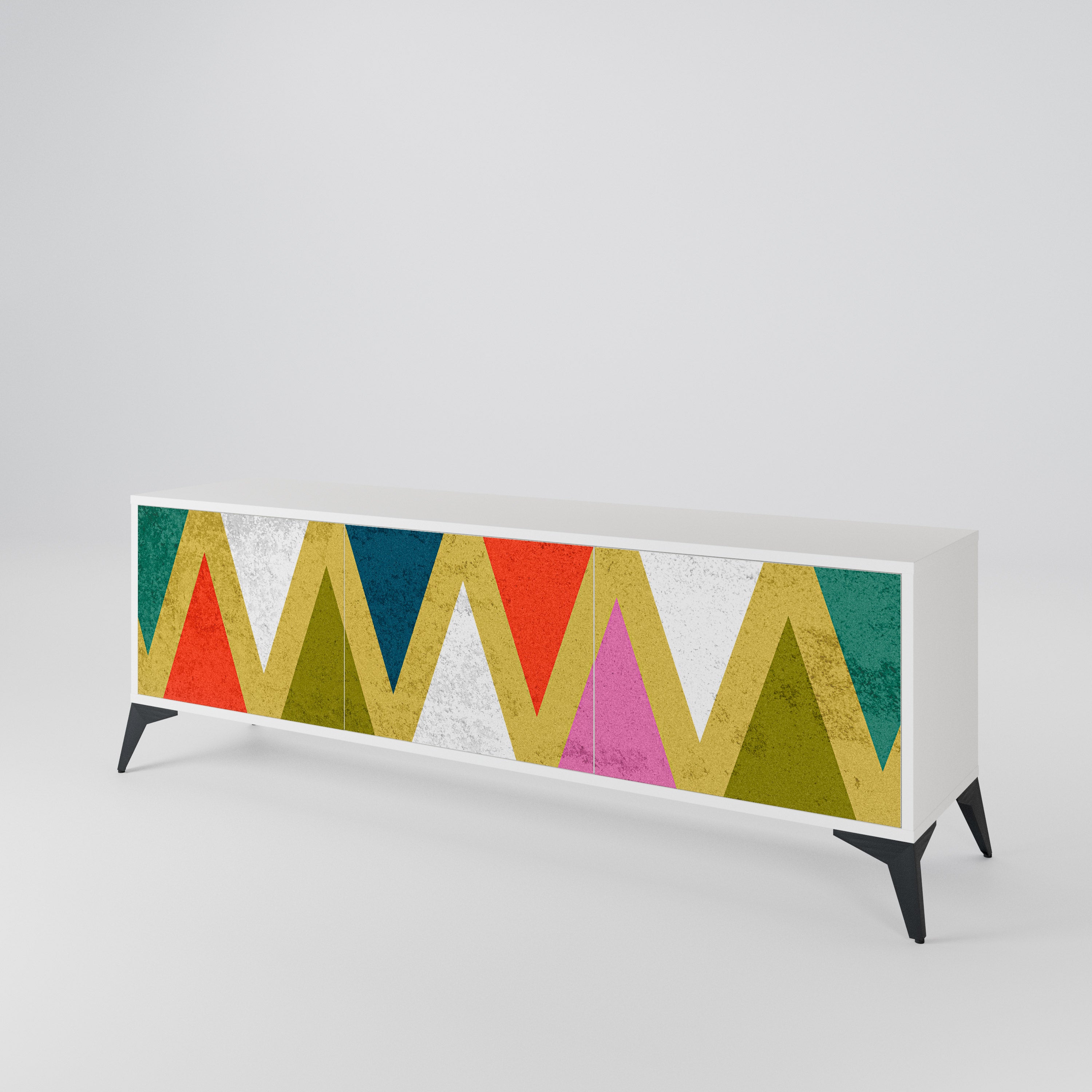 COLORFUL TRIANGLES TV-bänk med 3 dörrar