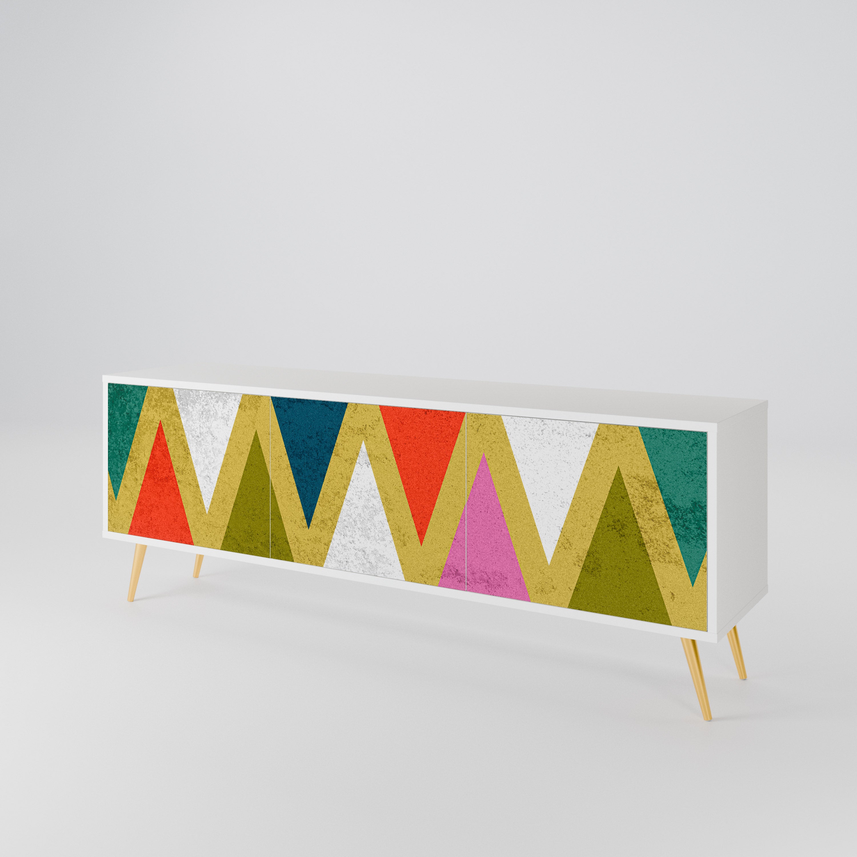 COLORFUL TRIANGLES TV-bänk med 3 dörrar