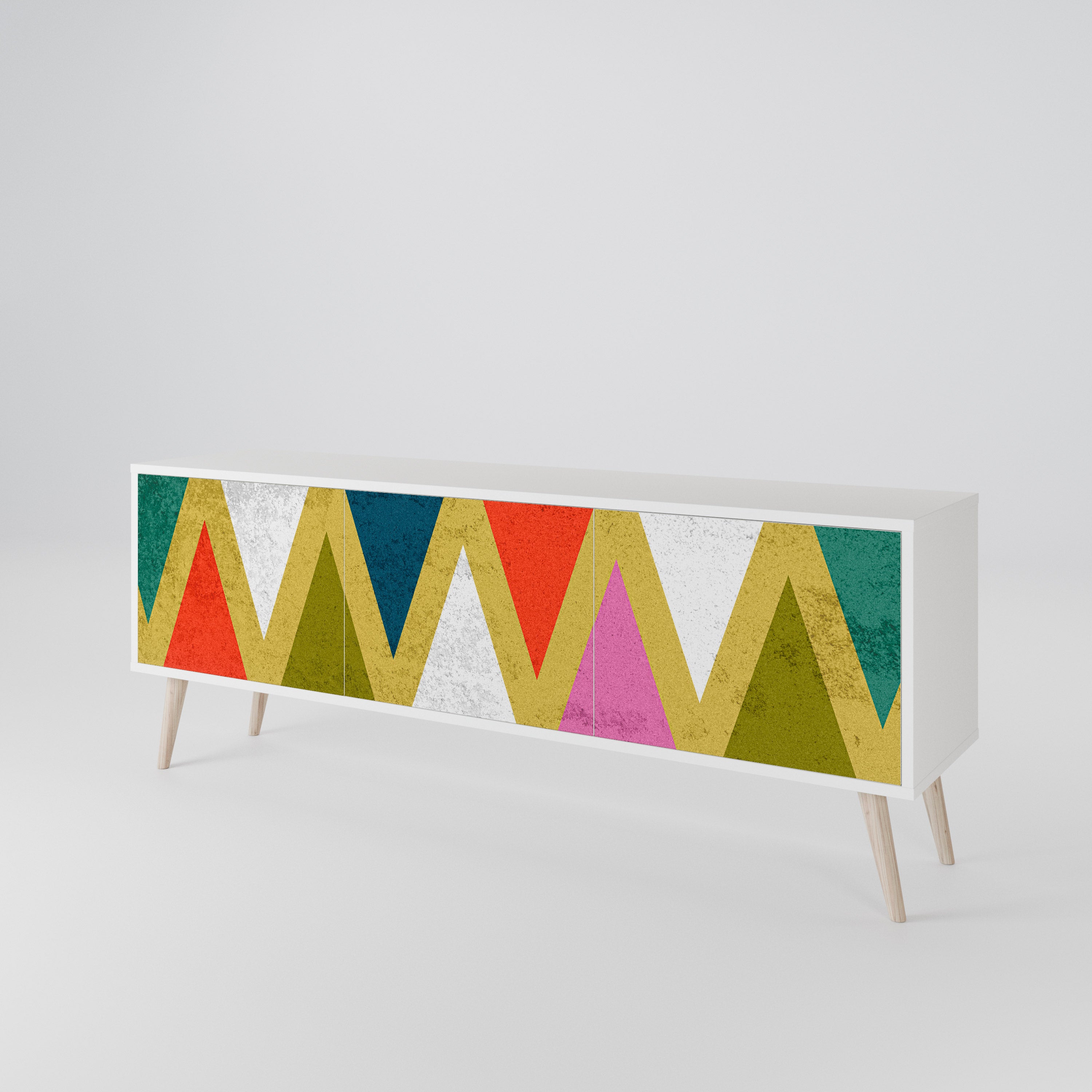 COLORFUL TRIANGLES TV-bänk med 3 dörrar