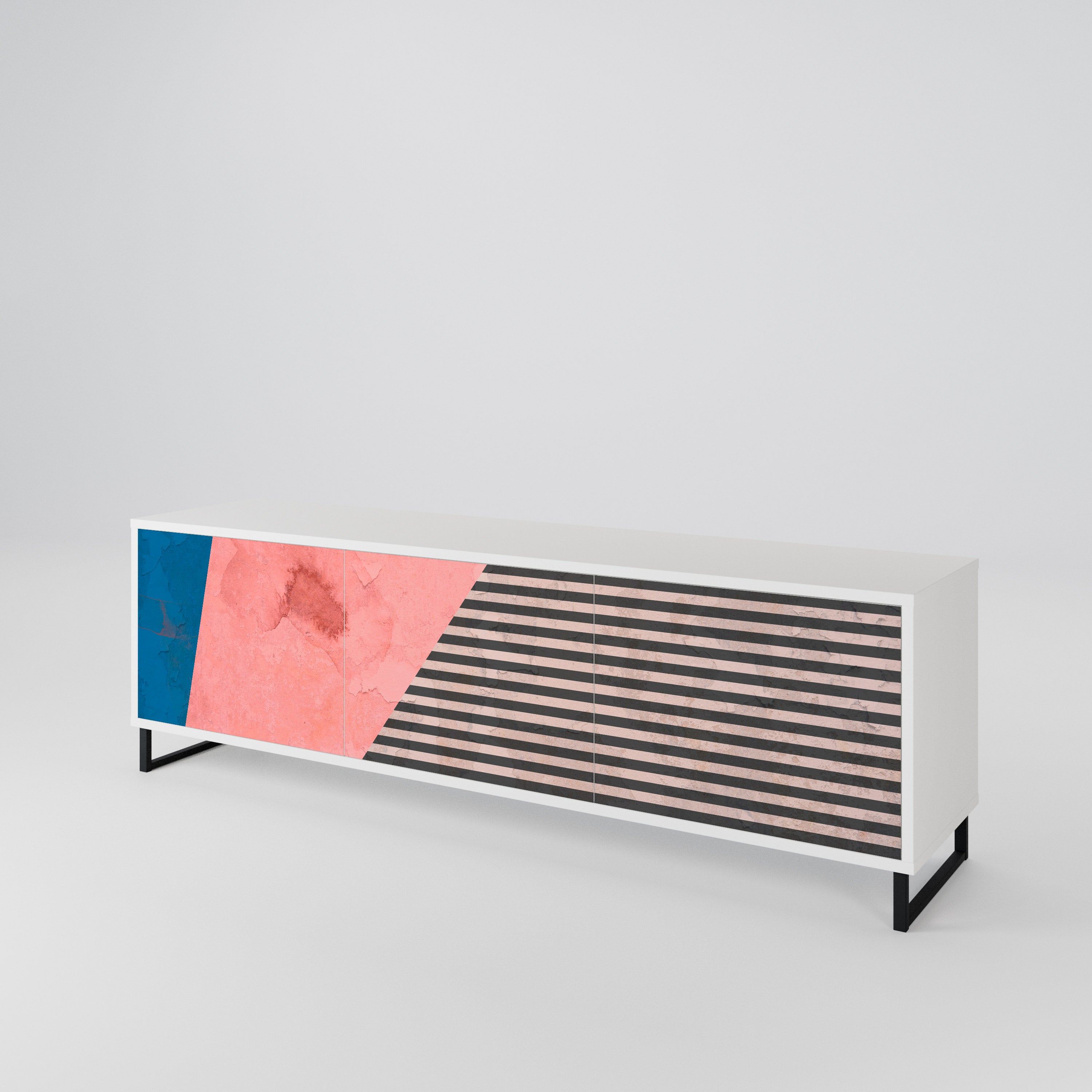 GLAMOROUS STRIPE TV-bänk med 3 dörrar