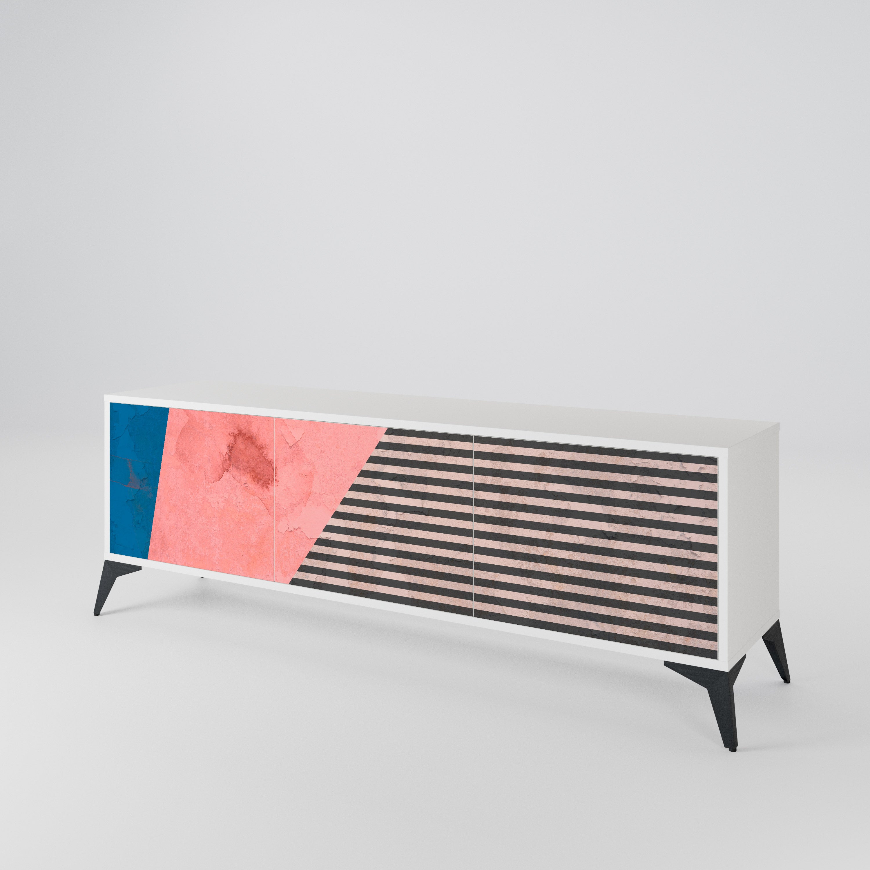 GLAMOROUS STRIPE TV-bänk med 3 dörrar