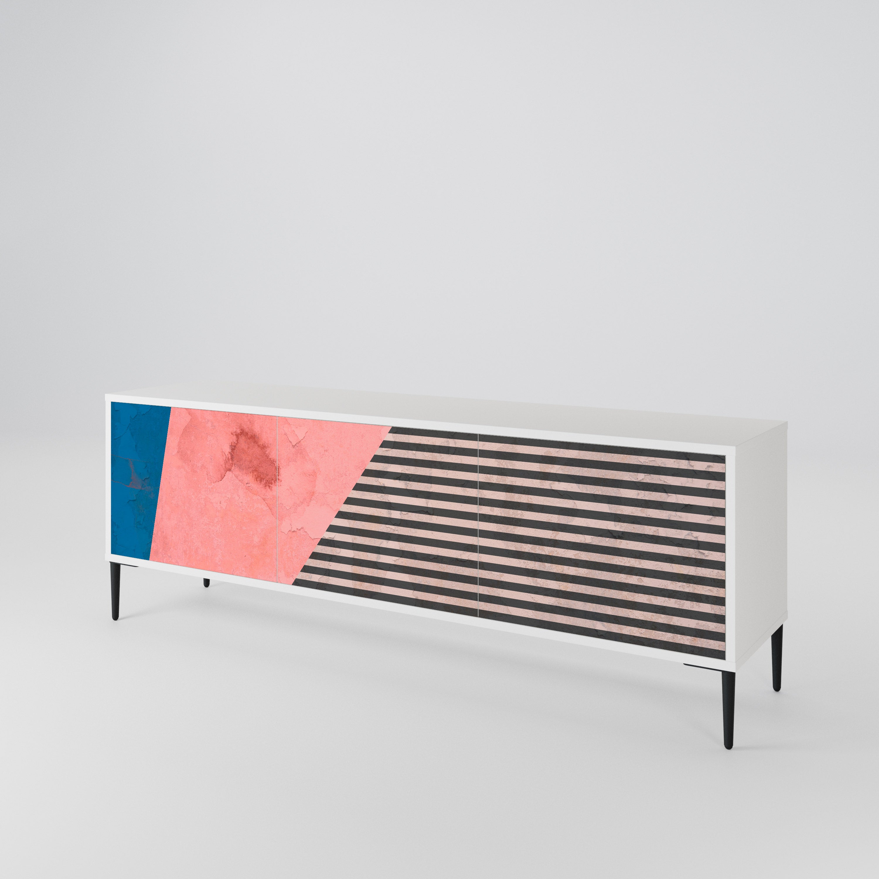 GLAMOROUS STRIPE TV-bänk med 3 dörrar
