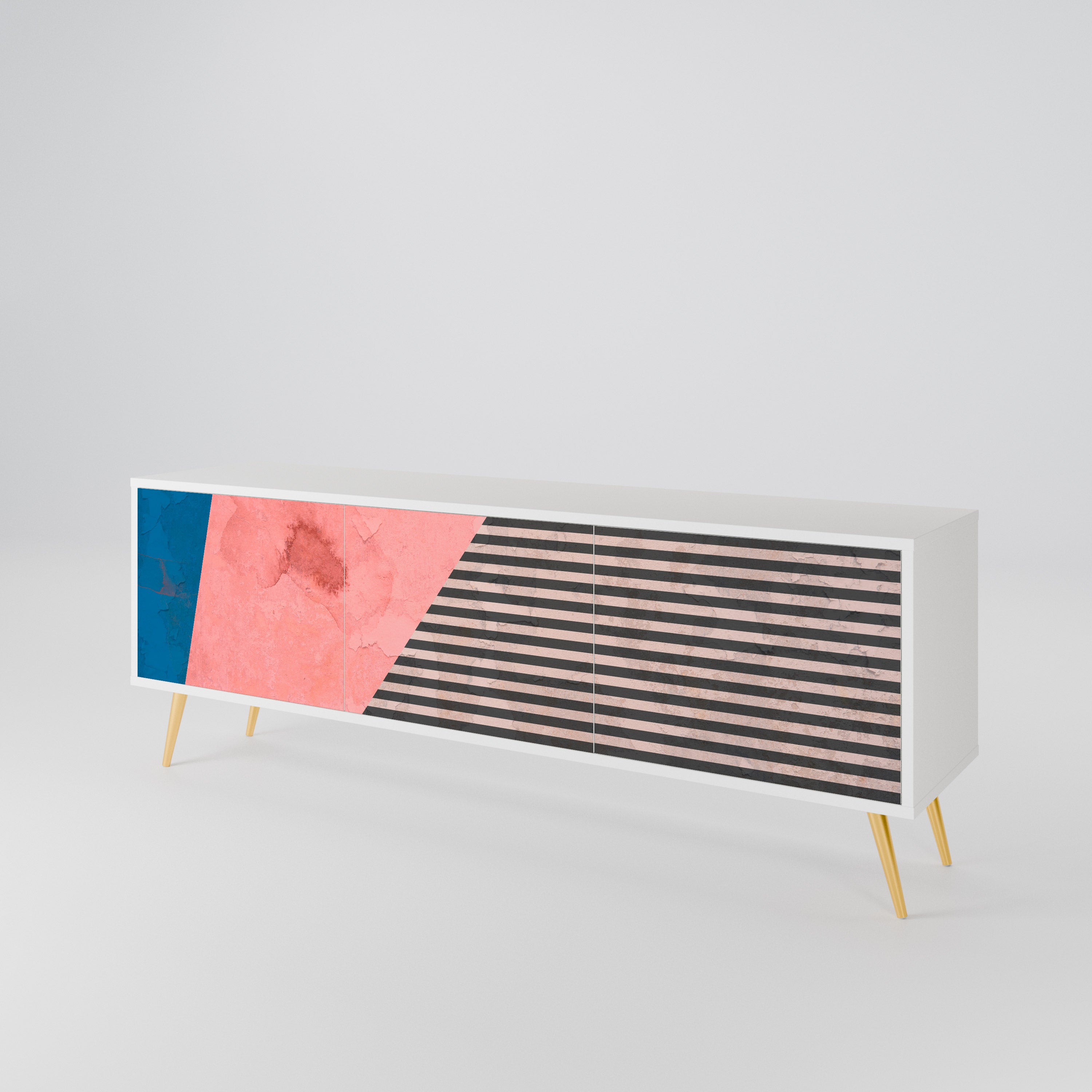 GLAMOROUS STRIPE TV-bänk med 3 dörrar