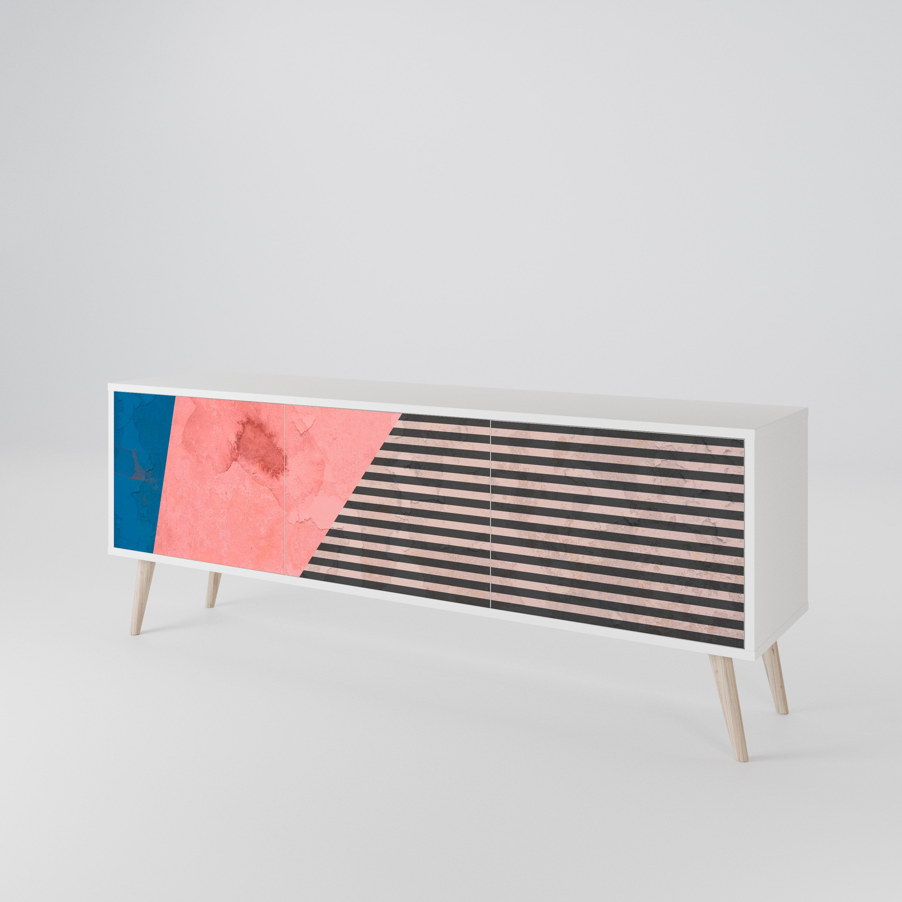 GLAMOROUS STRIPE TV-bänk med 3 dörrar