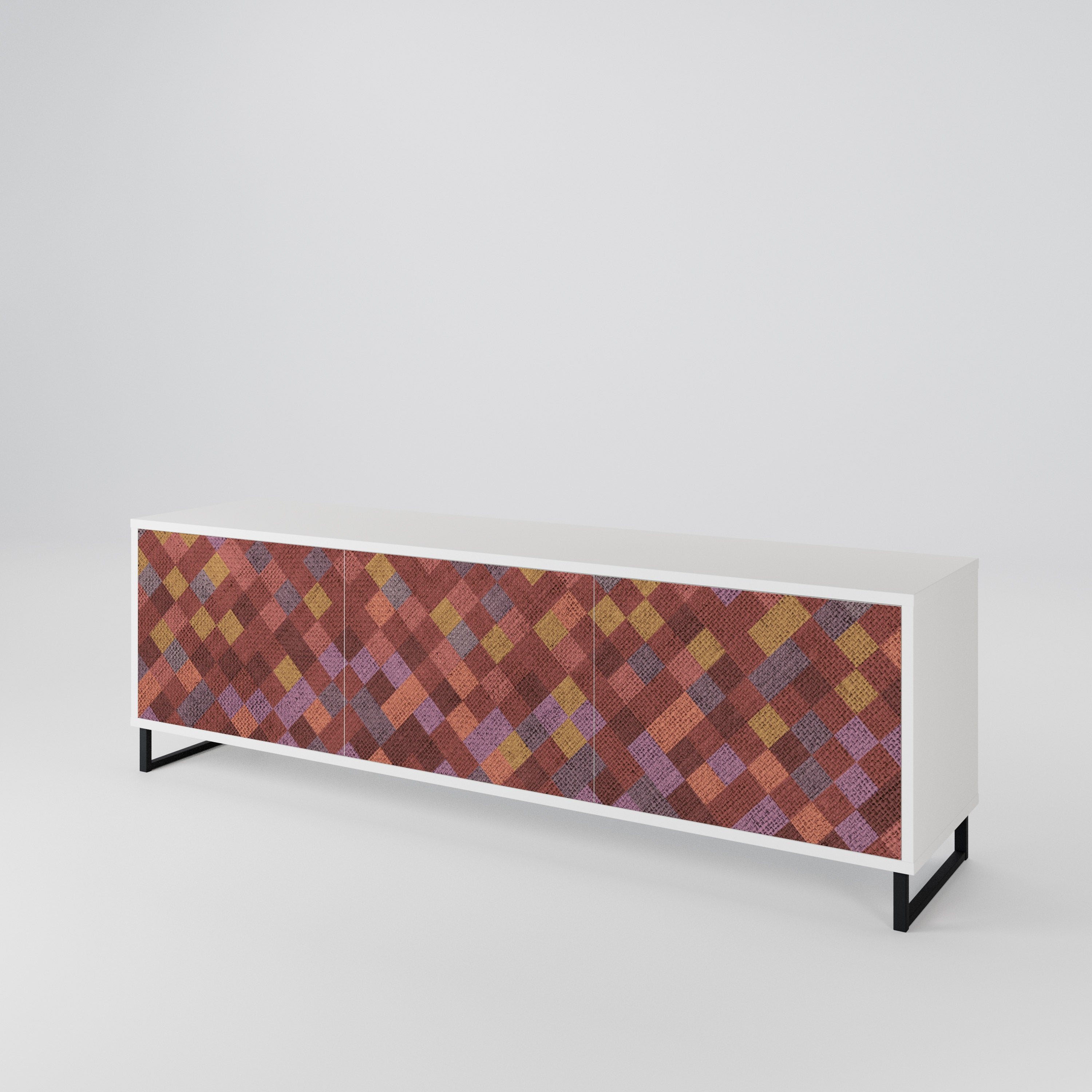 PAINTED SQUARES TV-bänk med 3 dörrar