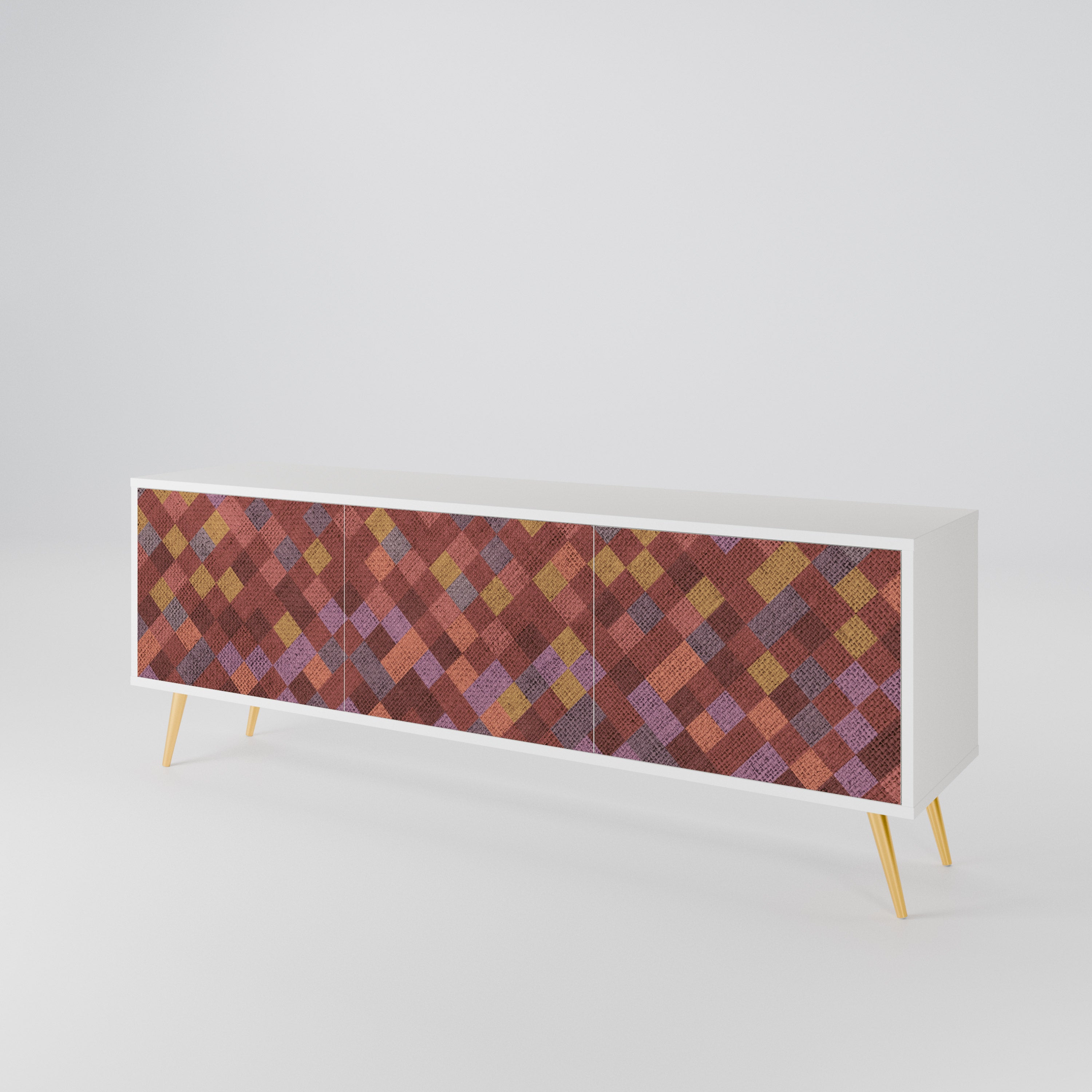 PAINTED SQUARES TV-bänk med 3 dörrar