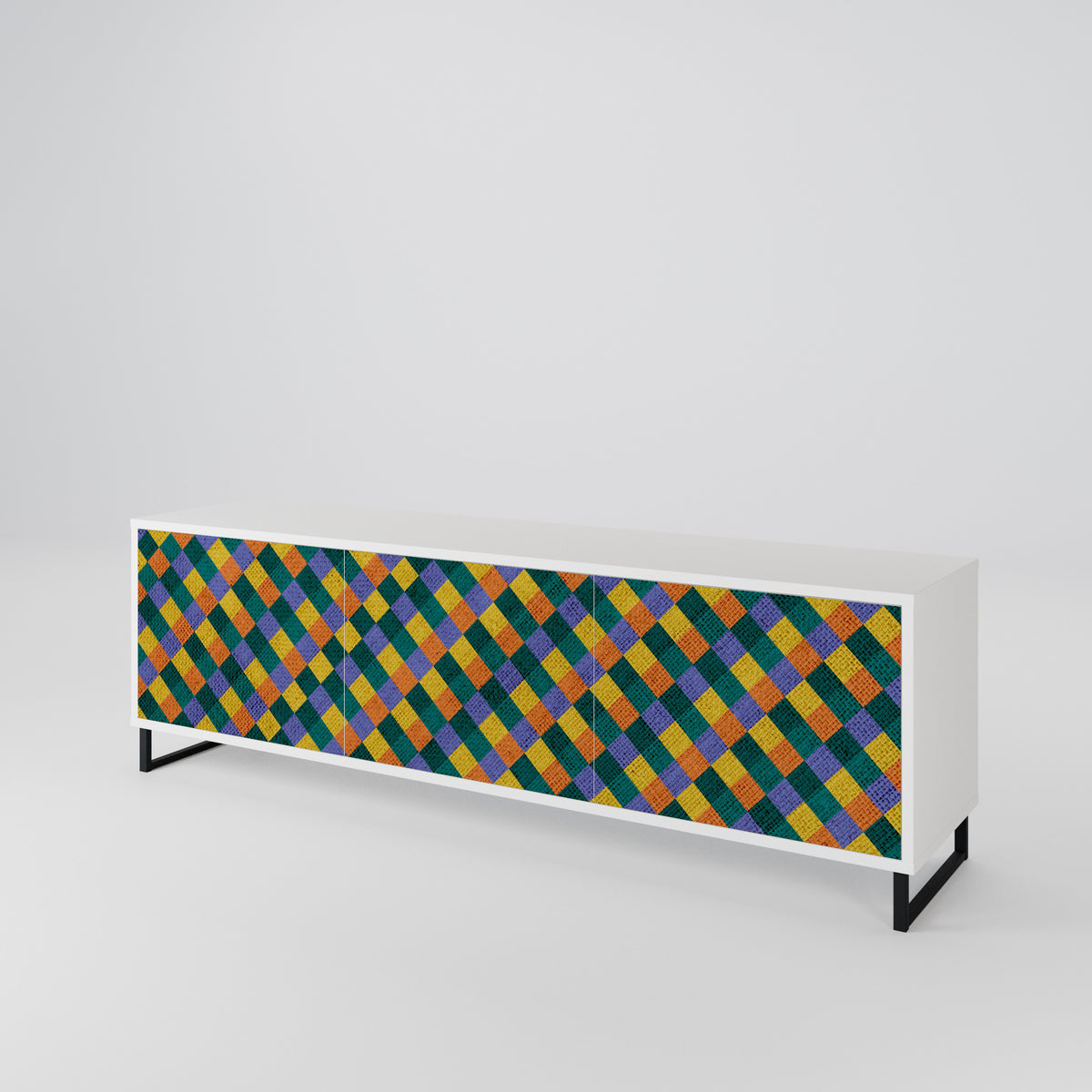 PAINTED SQUARES MIX 3-Door TV Cabinet