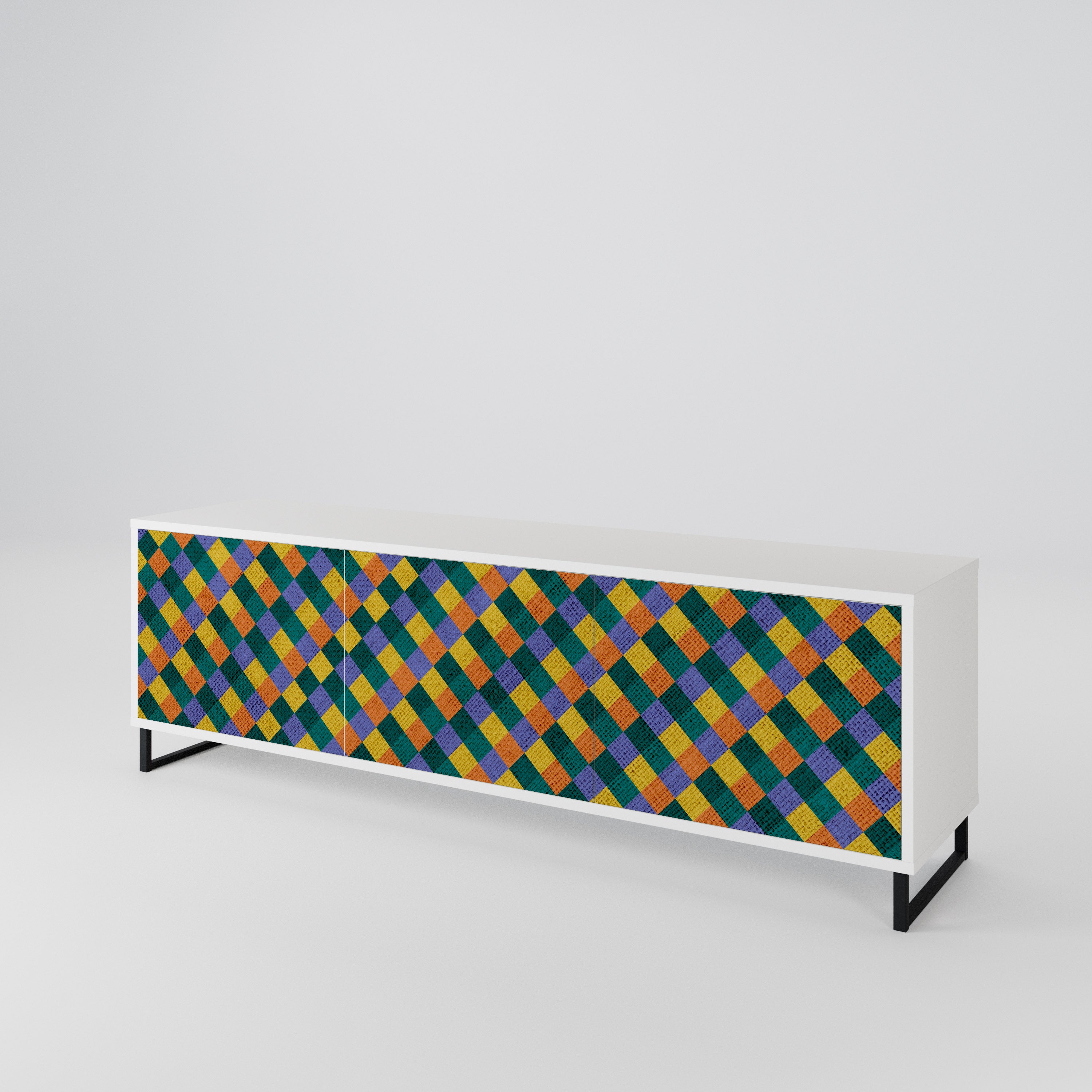 PAINTED SQUARES MIX TV-bänk med 3 dörrar