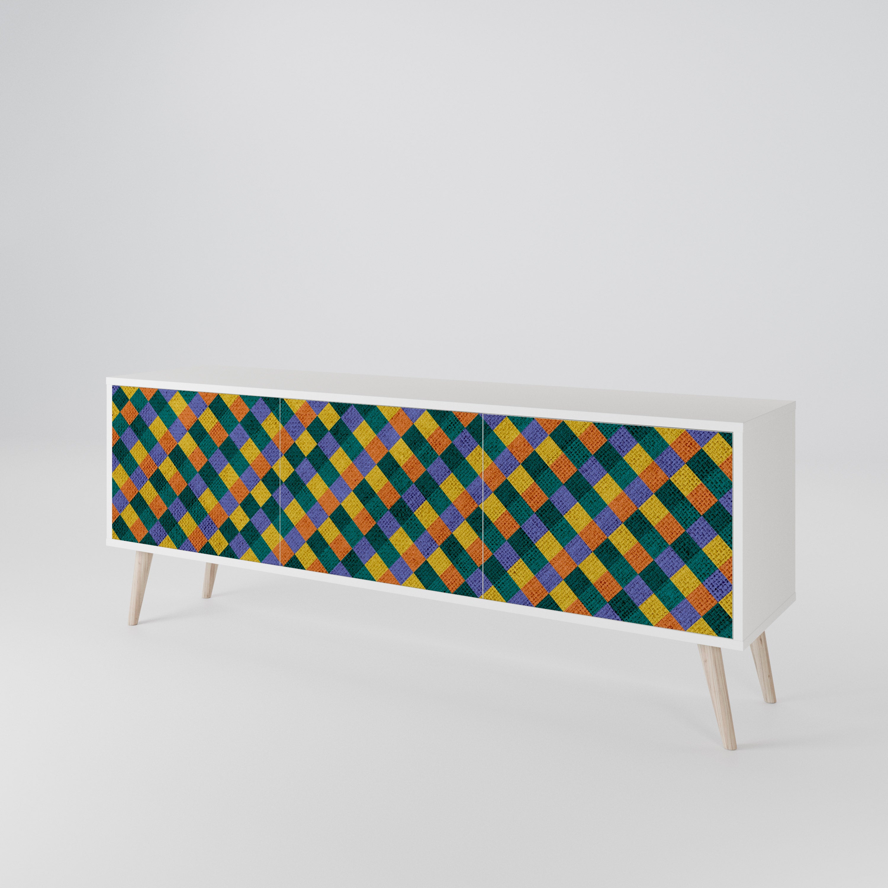 PAINTED SQUARES MIX TV-bänk med 3 dörrar