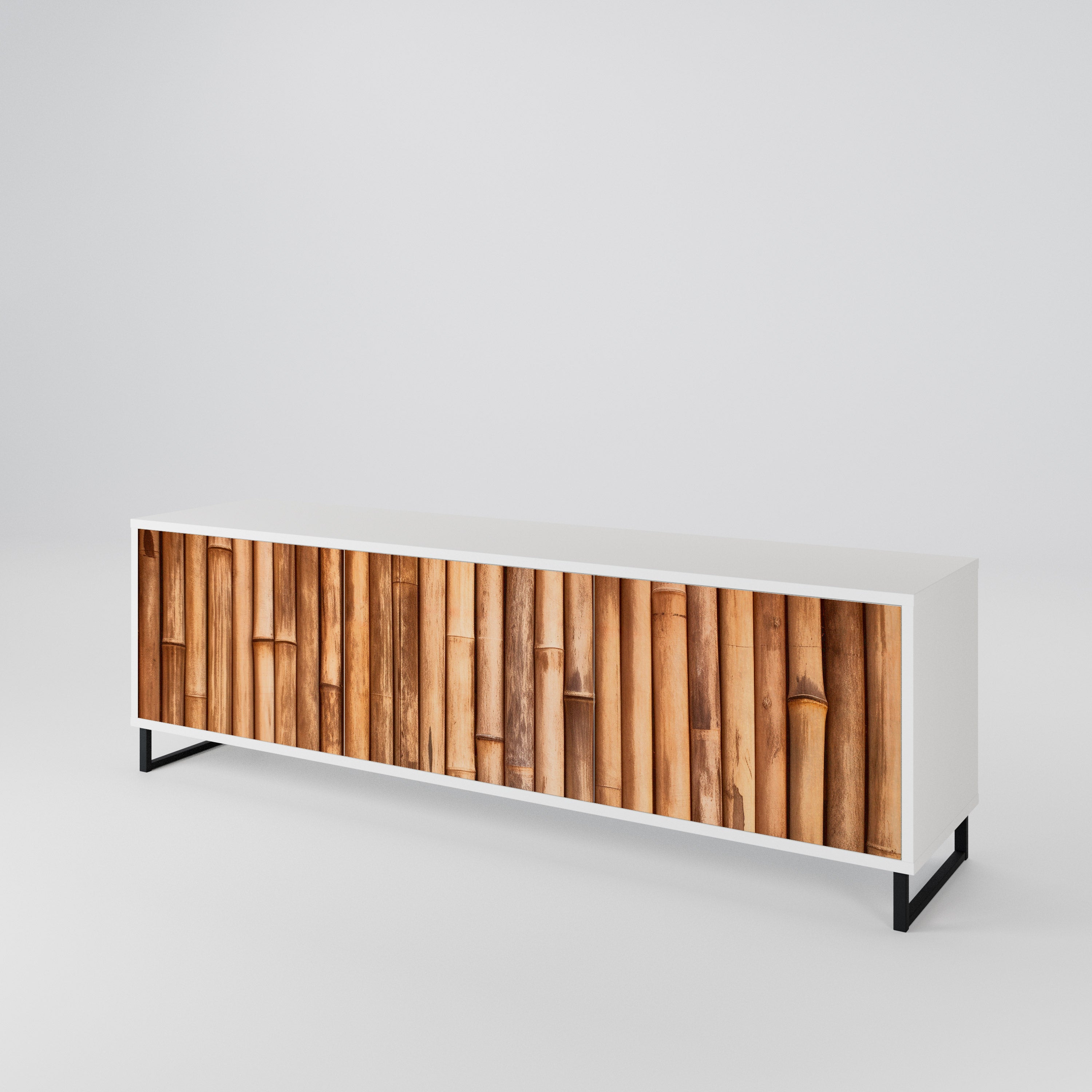 NATURAL WOOD TV-bänk med 3 dörrar