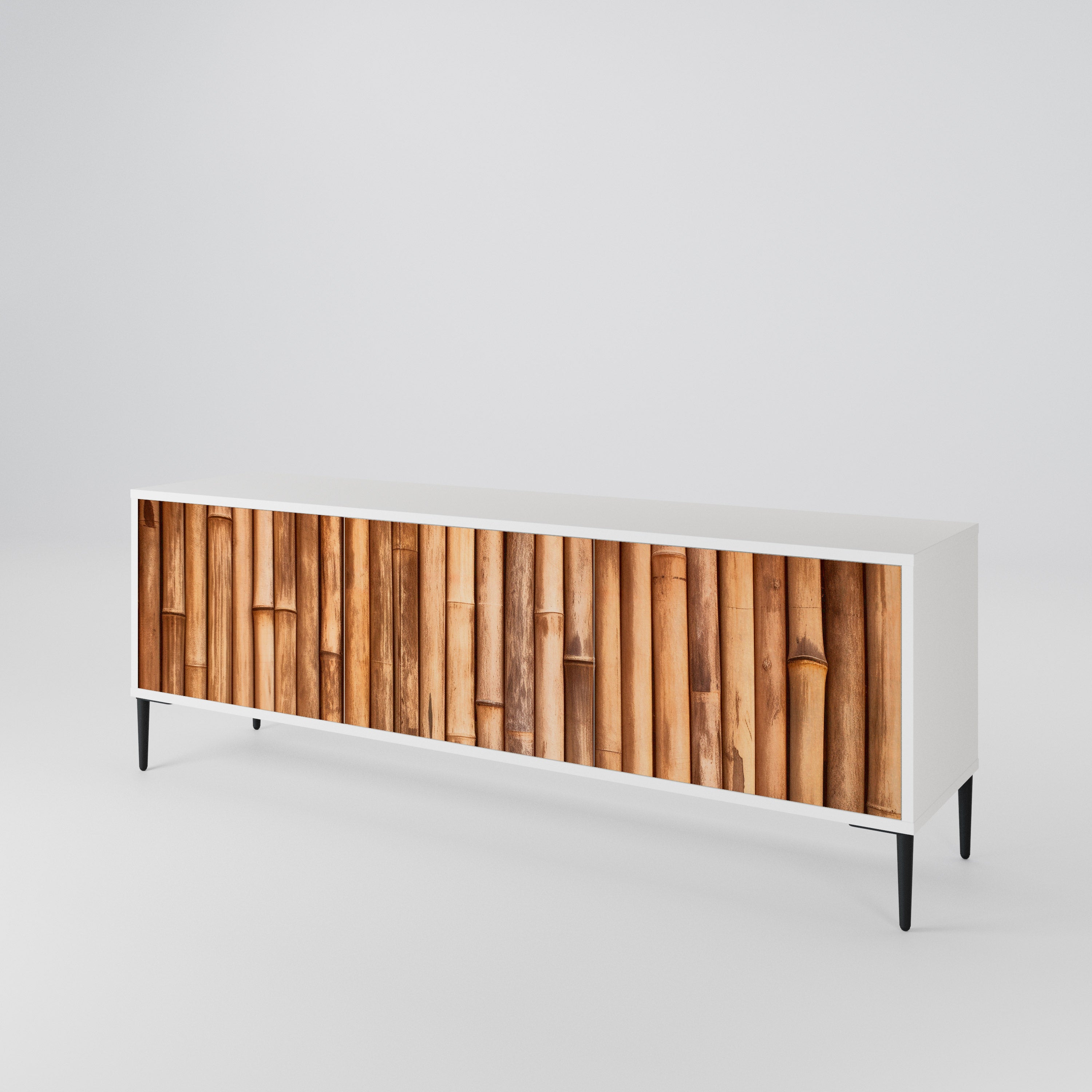 NATURAL WOOD TV-bänk med 3 dörrar