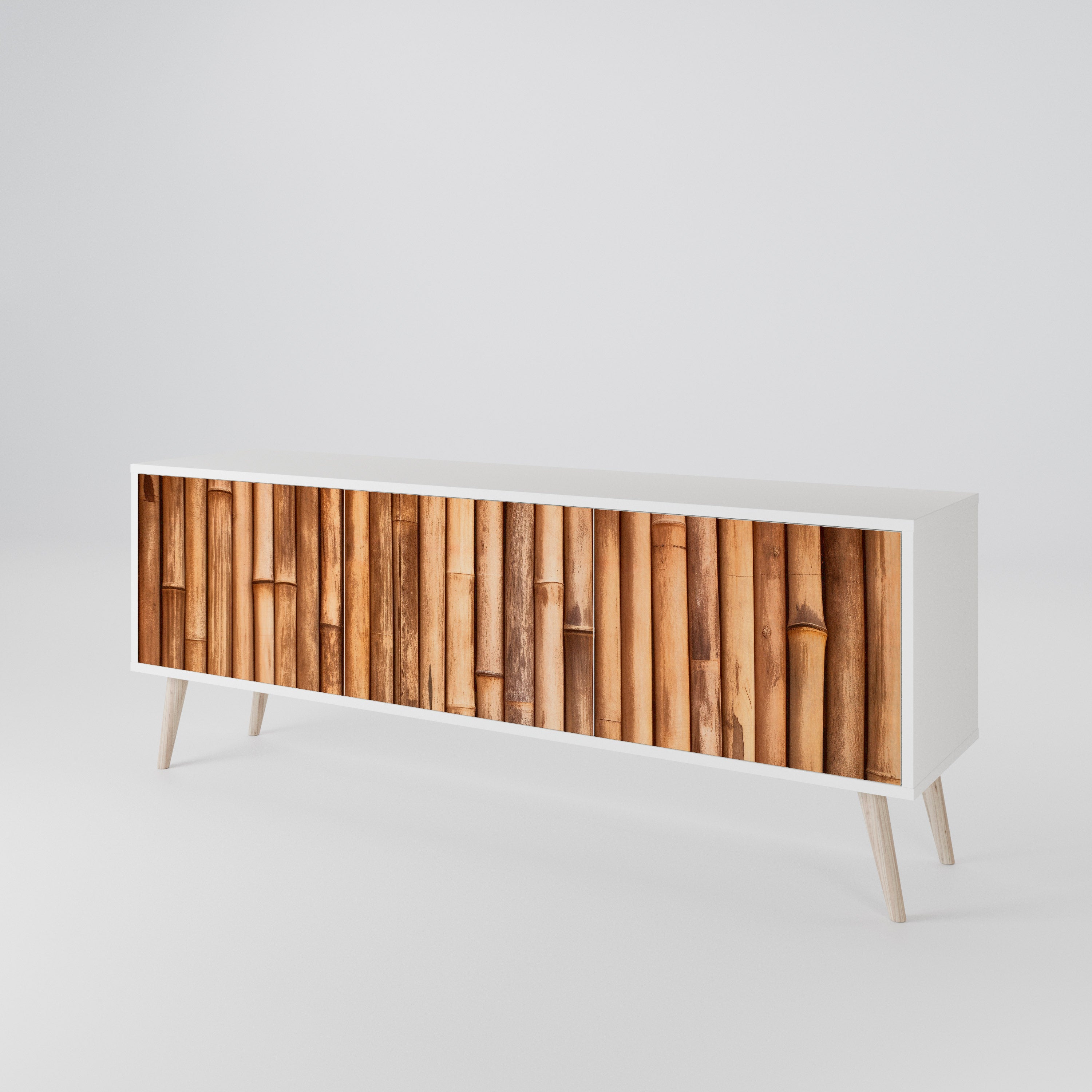 NATURAL WOOD TV-bänk med 3 dörrar