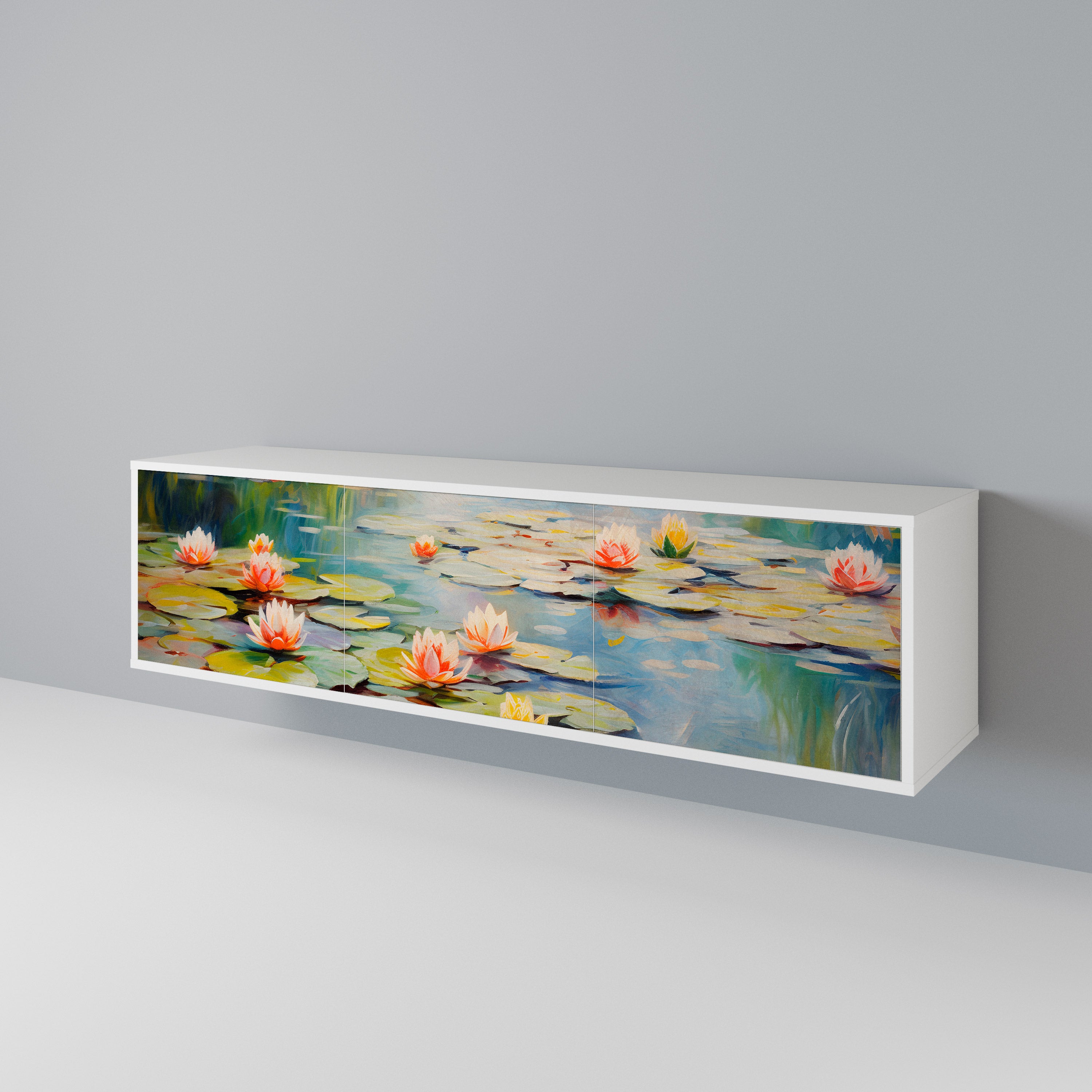 BLOOMING WATERS TV-bänk med 3 dörrar