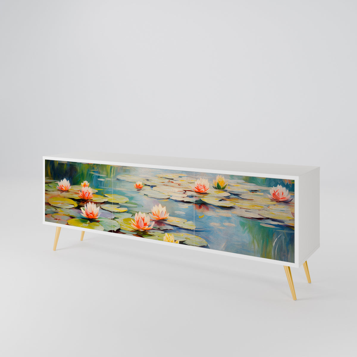 BLOOMING WATERS TV-bänk med 3 dörrar