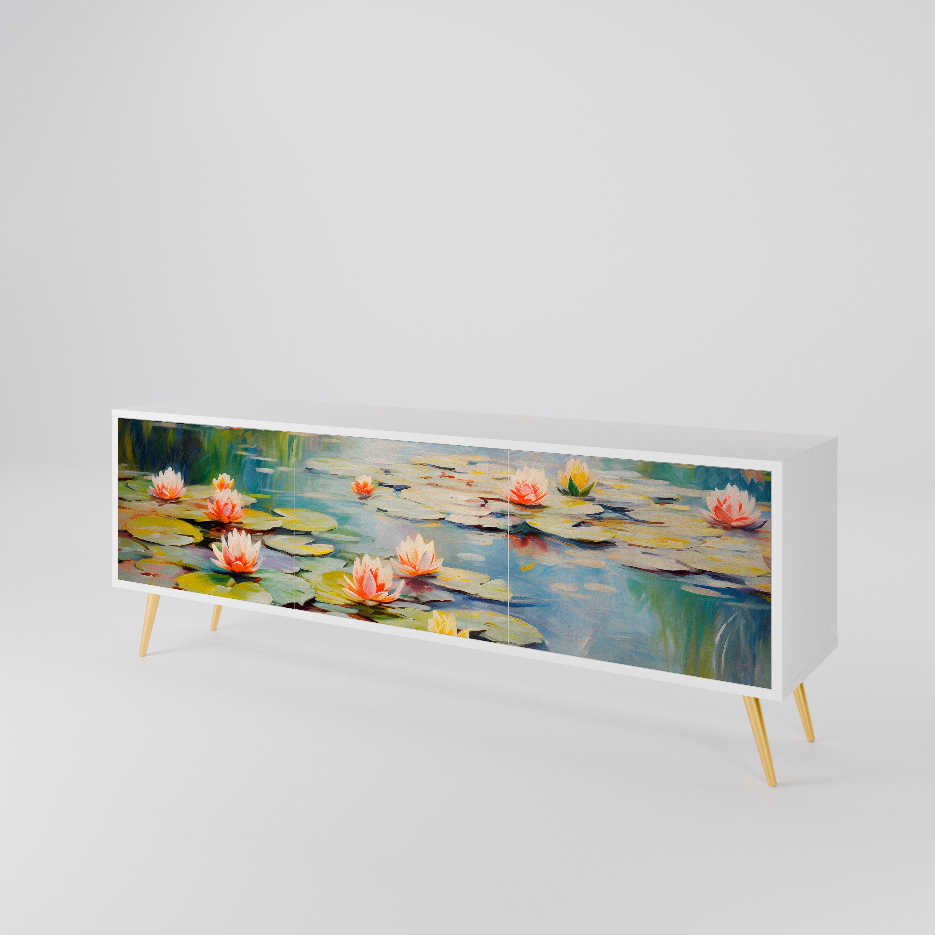 BLOOMING WATERS TV-bänk med 3 dörrar