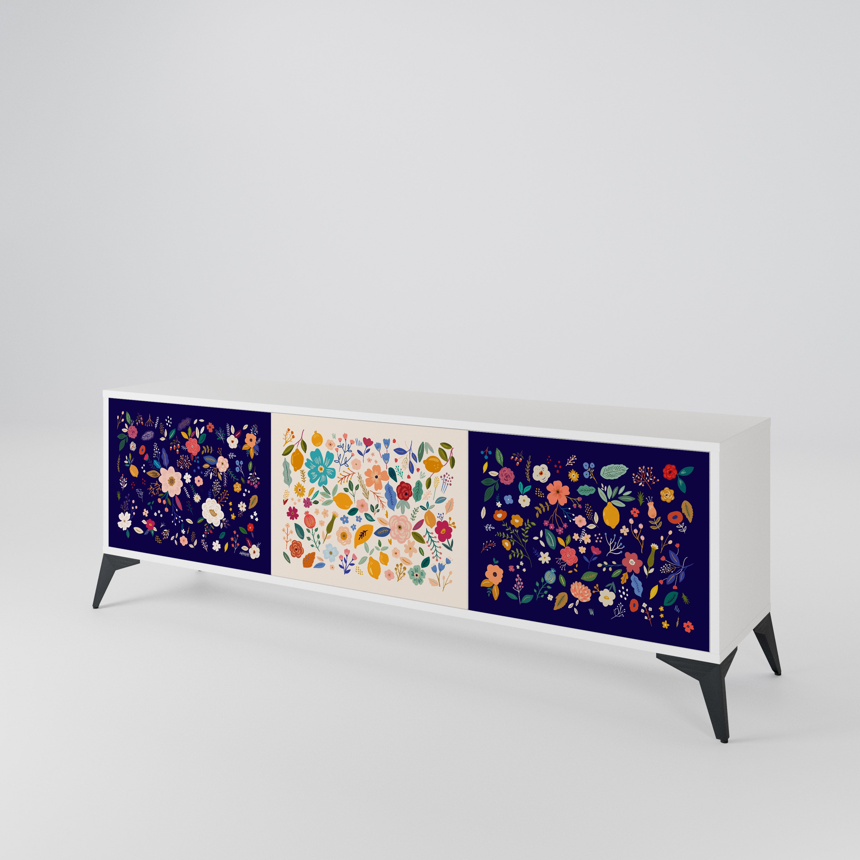 FLORAL COMBINATION TV-bänk med 3 dörrar