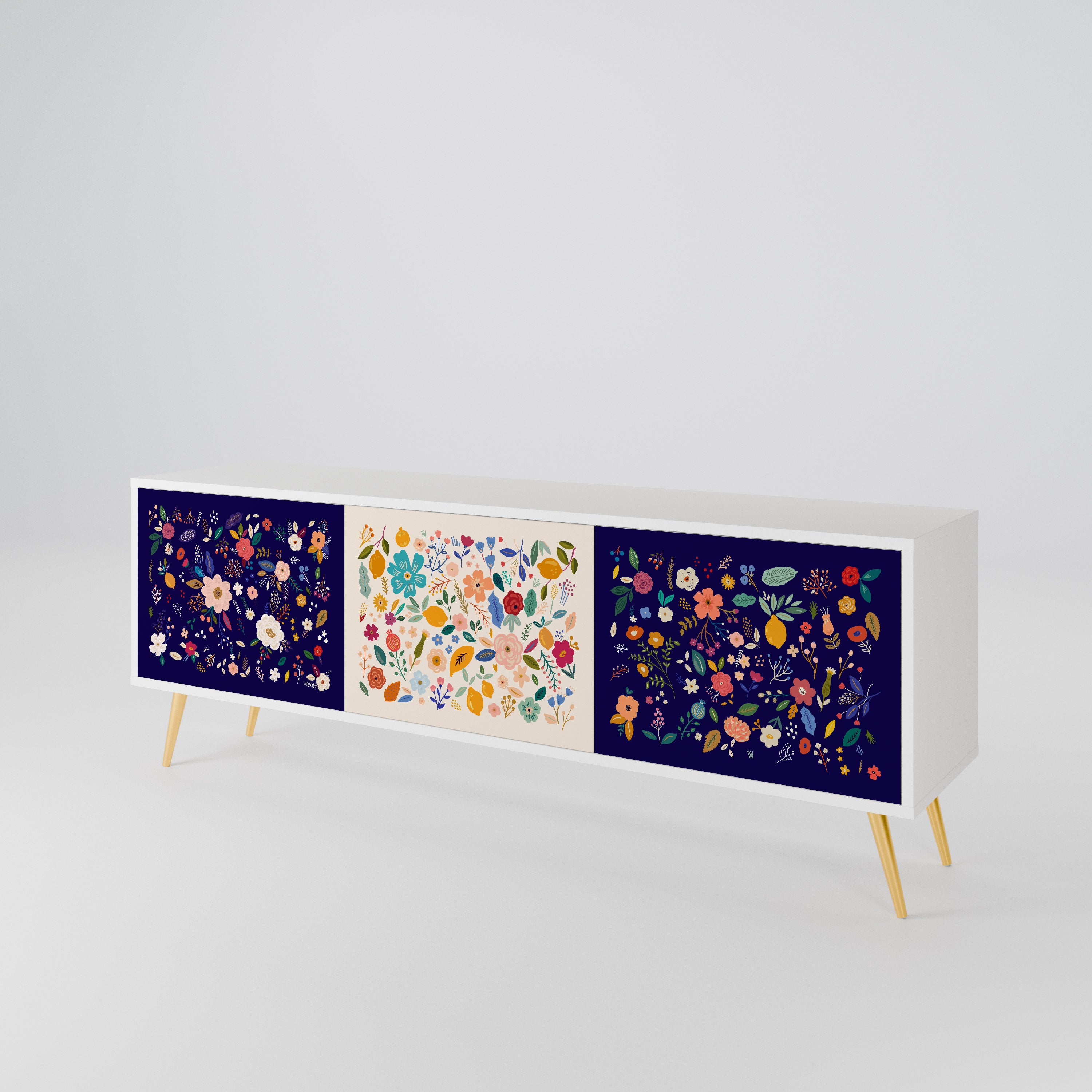 FLORAL COMBINATION TV-bänk med 3 dörrar