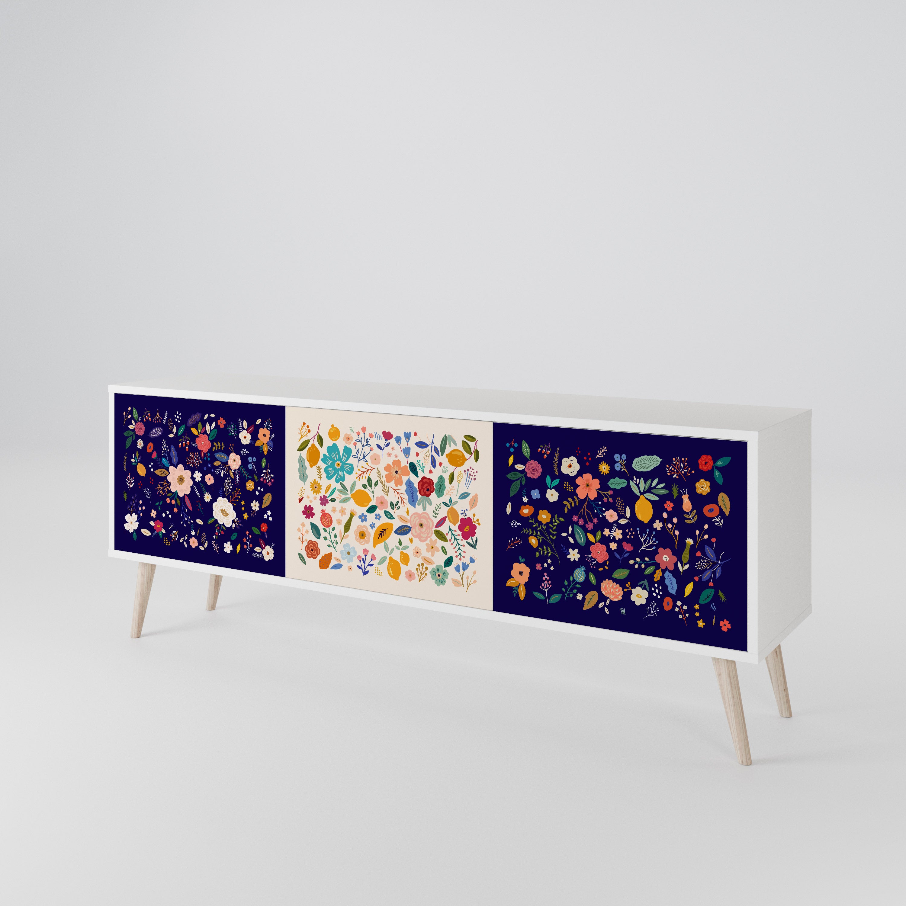 FLORAL COMBINATION TV-bänk med 3 dörrar