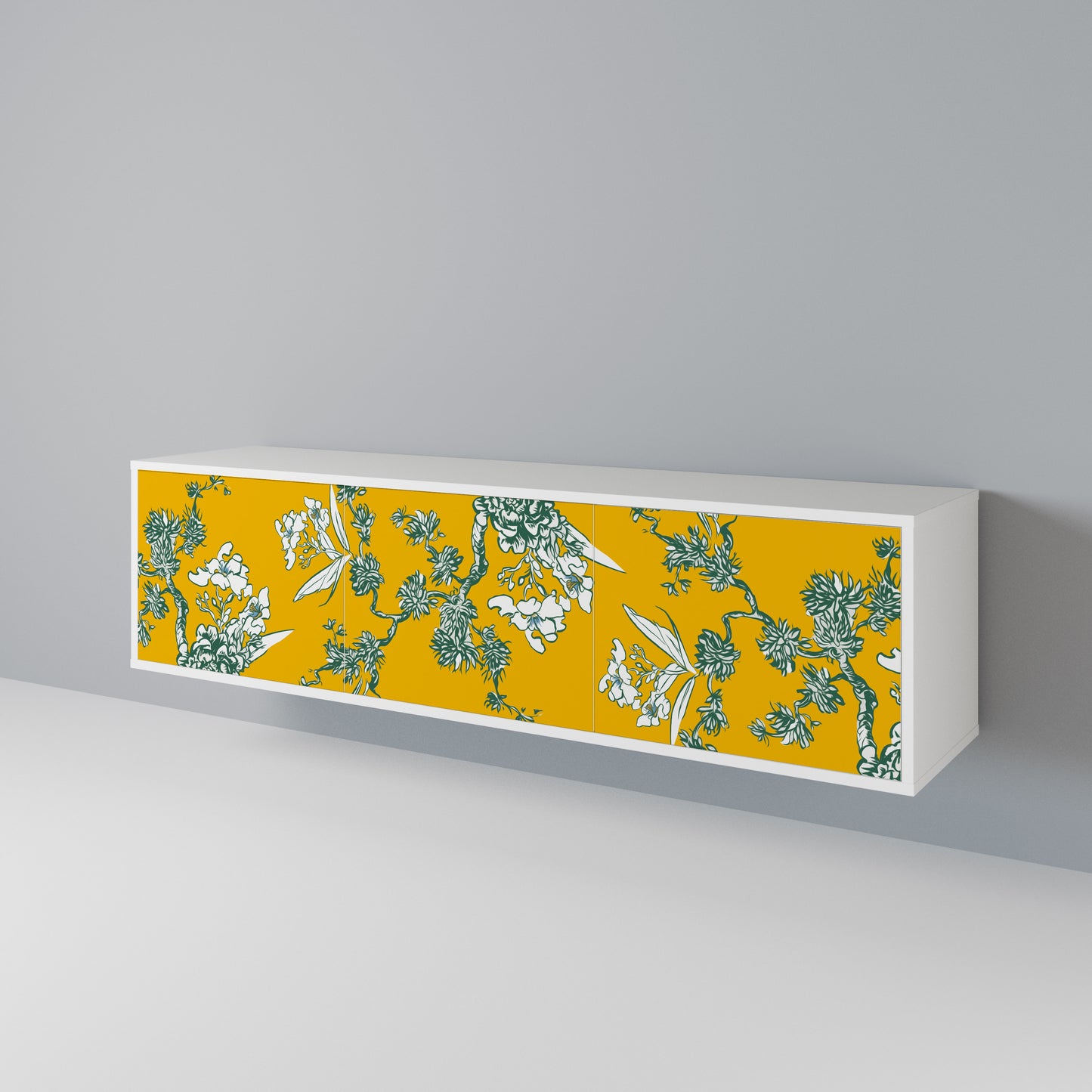 YELLOW CHINOISERIE TV-bänk med 3 dörrar