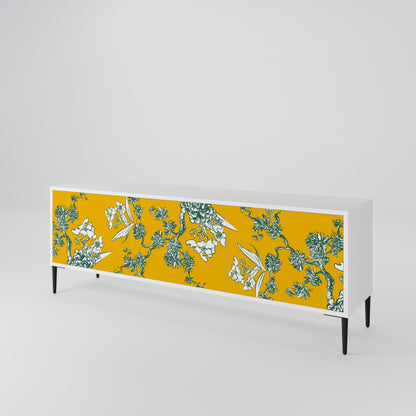 YELLOW CHINOISERIE TV-bänk med 3 dörrar