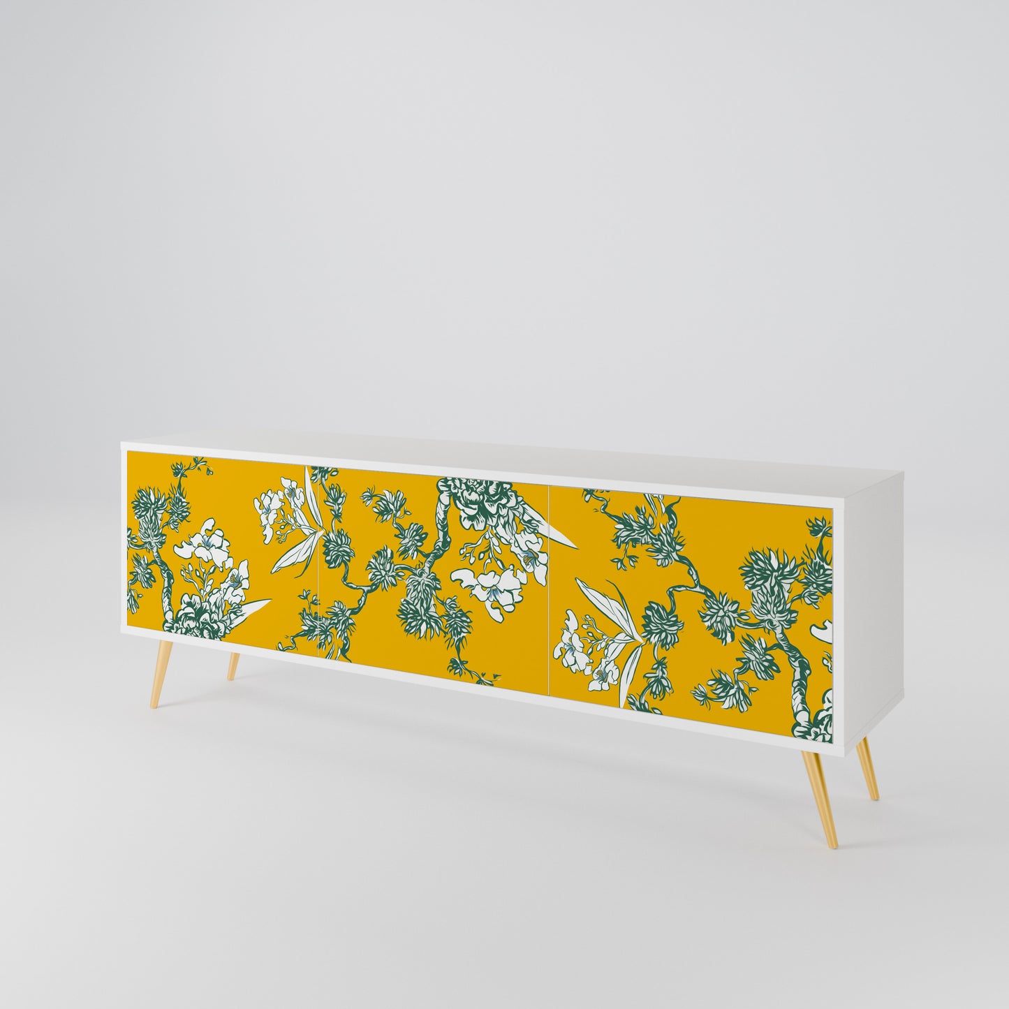 YELLOW CHINOISERIE TV-bänk med 3 dörrar