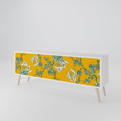 YELLOW CHINOISERIE TV-bänk med 3 dörrar