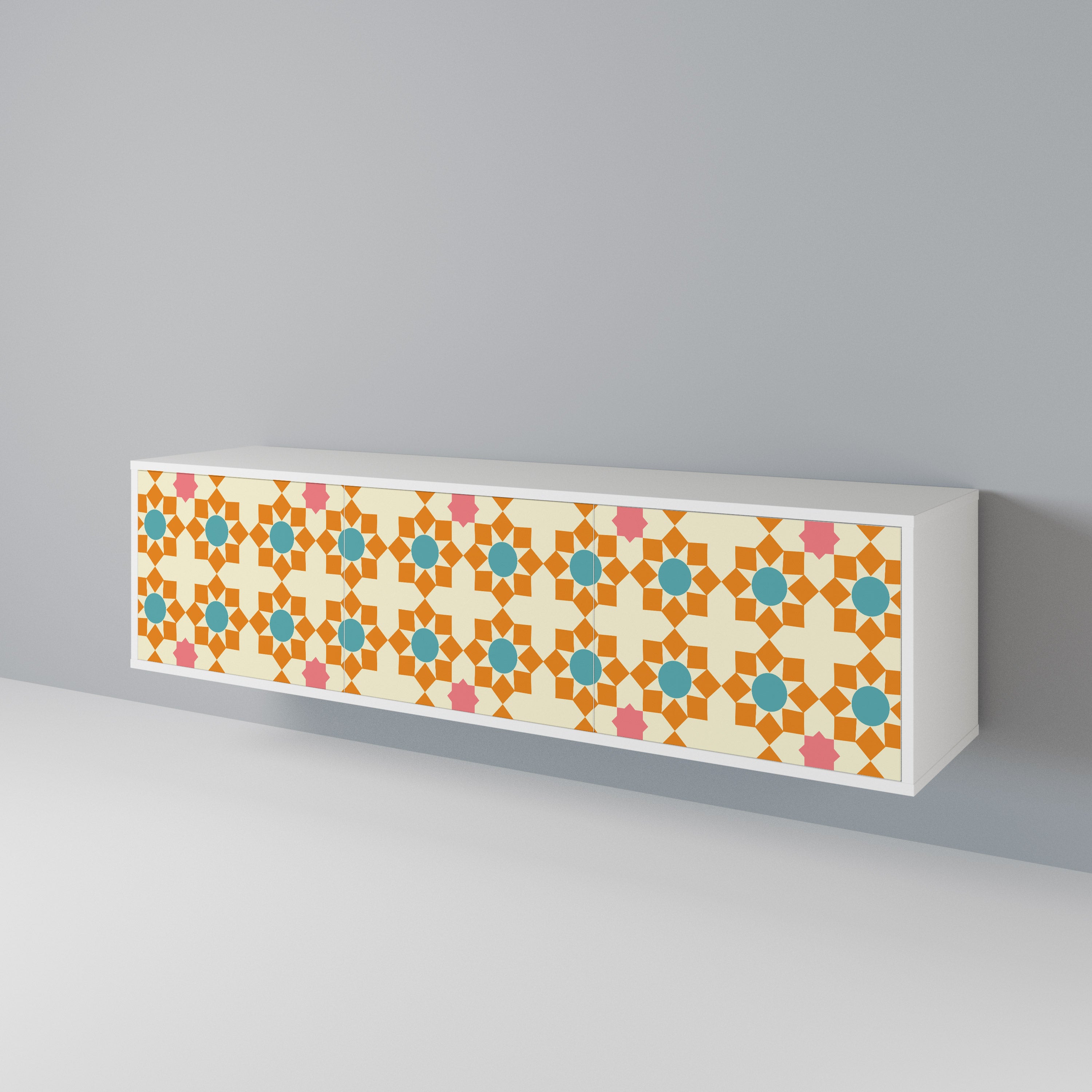 FLORAL DECOR 3-Door TV Cabinet