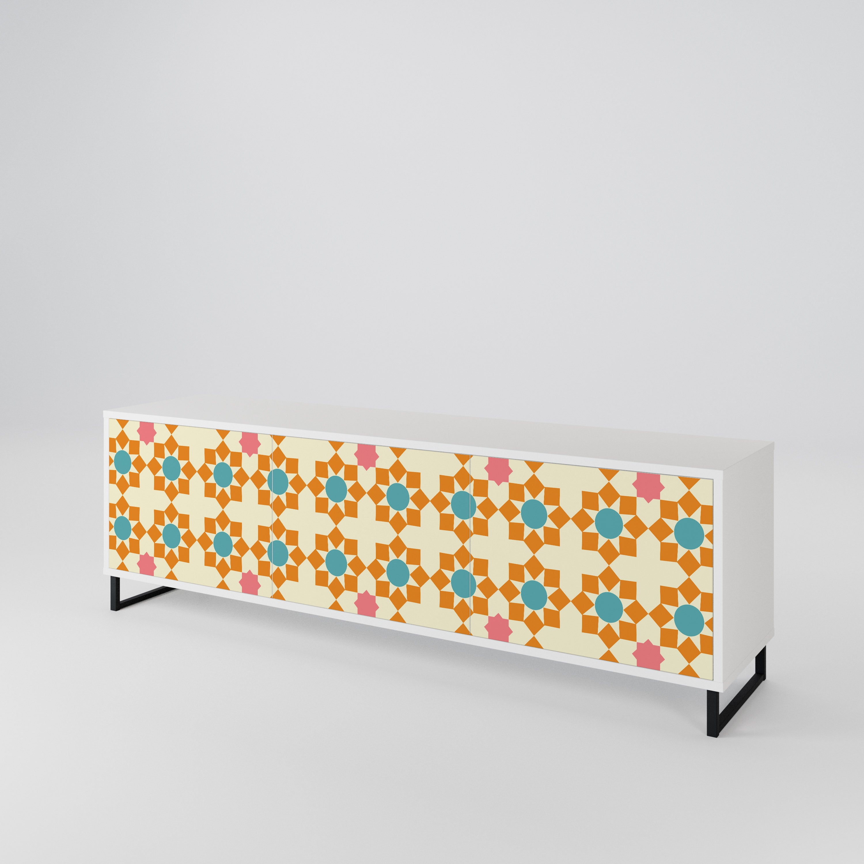 FLORAL DECOR 3-Door TV Cabinet