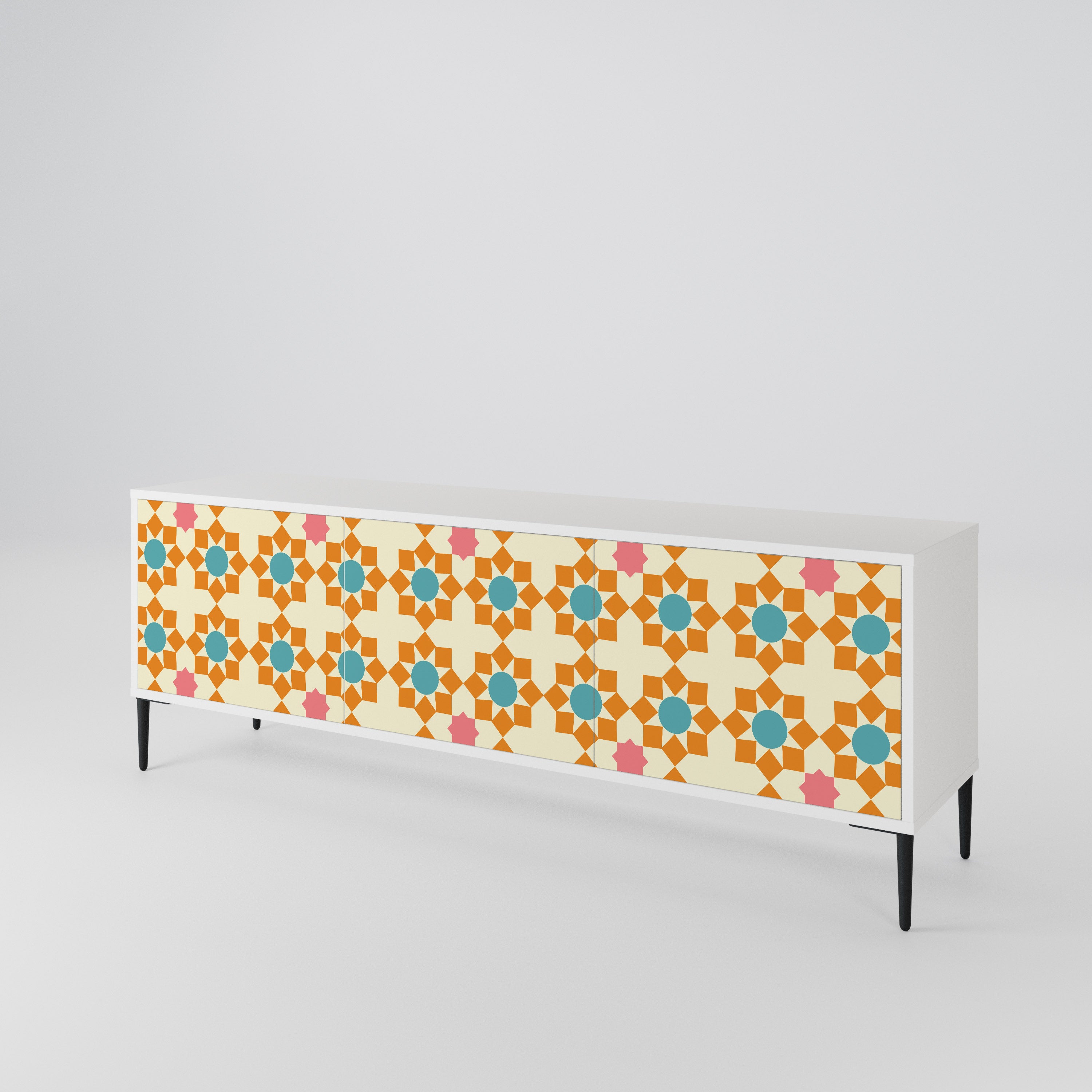 FLORAL DECOR 3-Door TV Cabinet