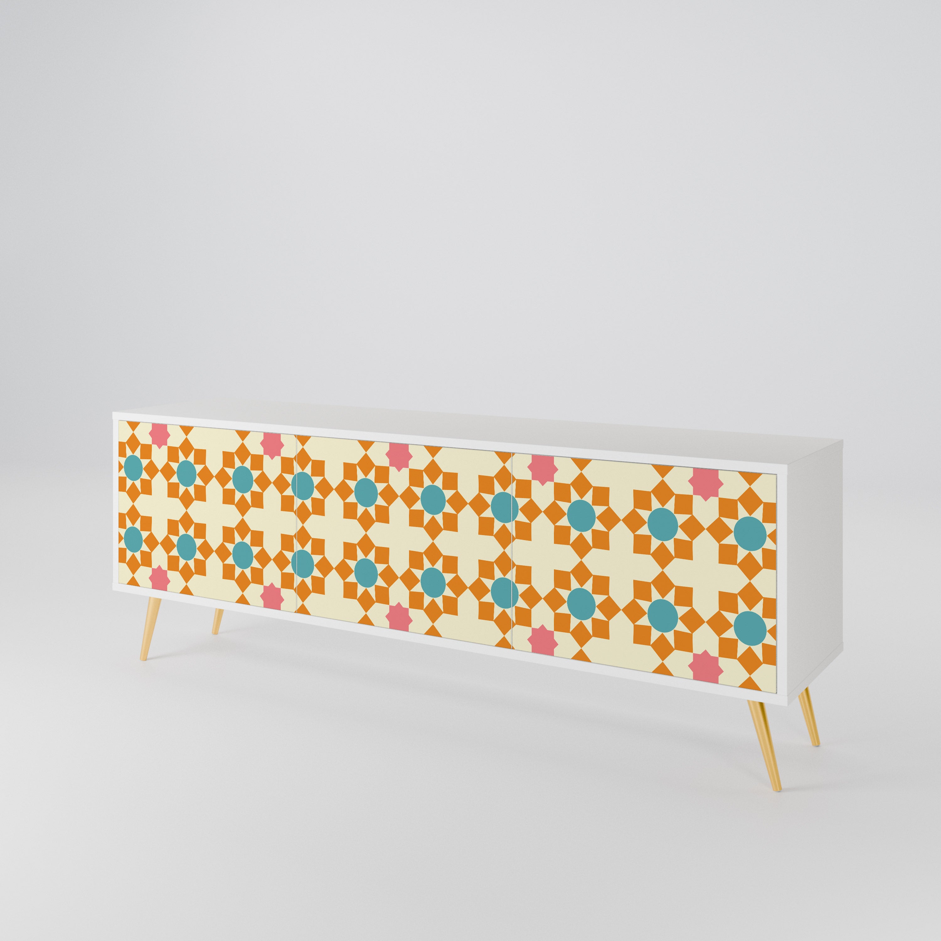 FLORAL DECOR 3-Door TV Cabinet