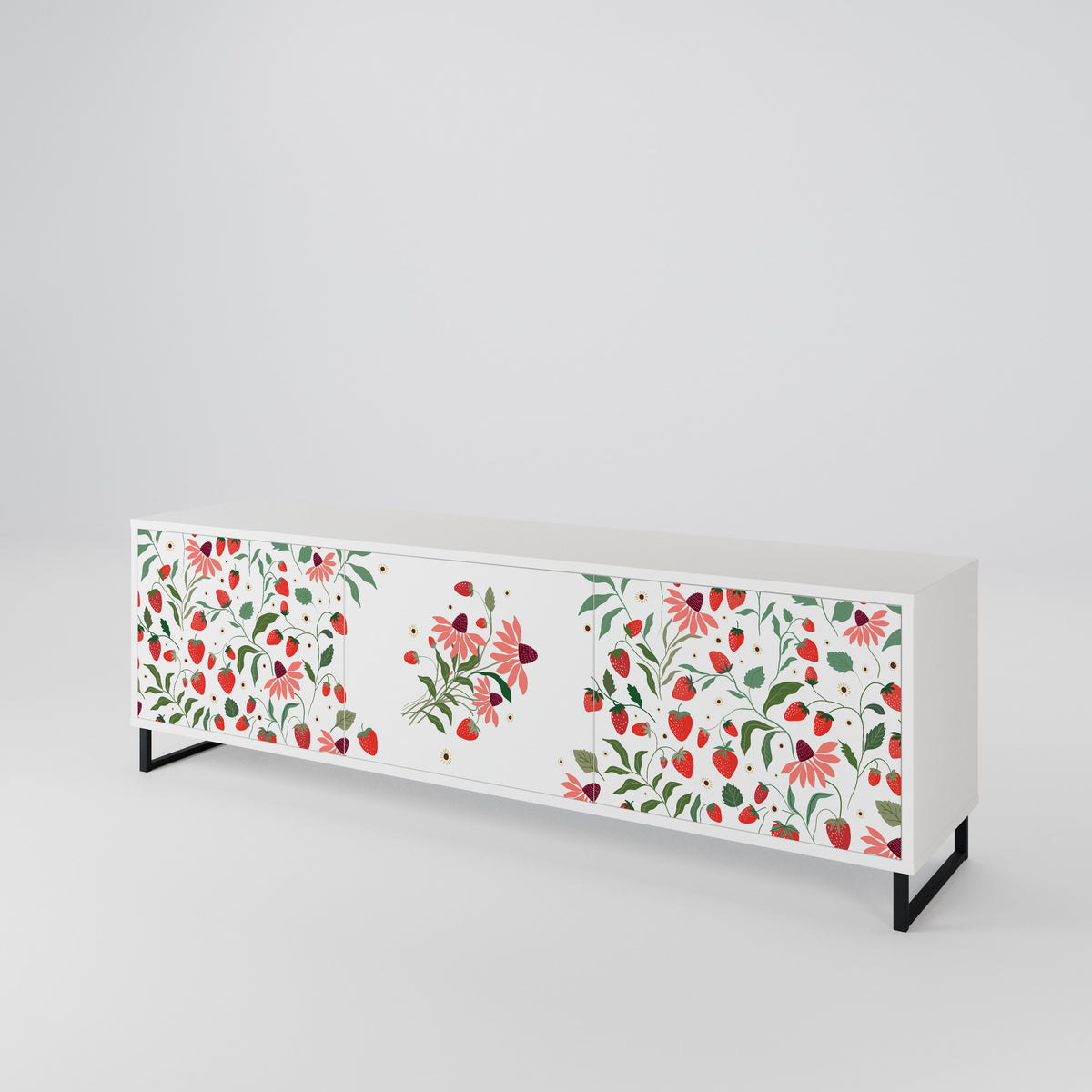 FLOWERS AND STRAWBERRIES TV-bänk med 3 dörrar