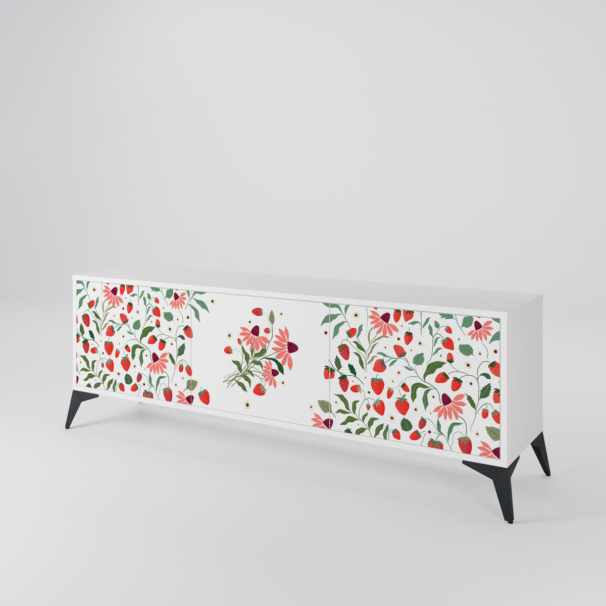 FLOWERS AND STRAWBERRIES TV-bänk med 3 dörrar