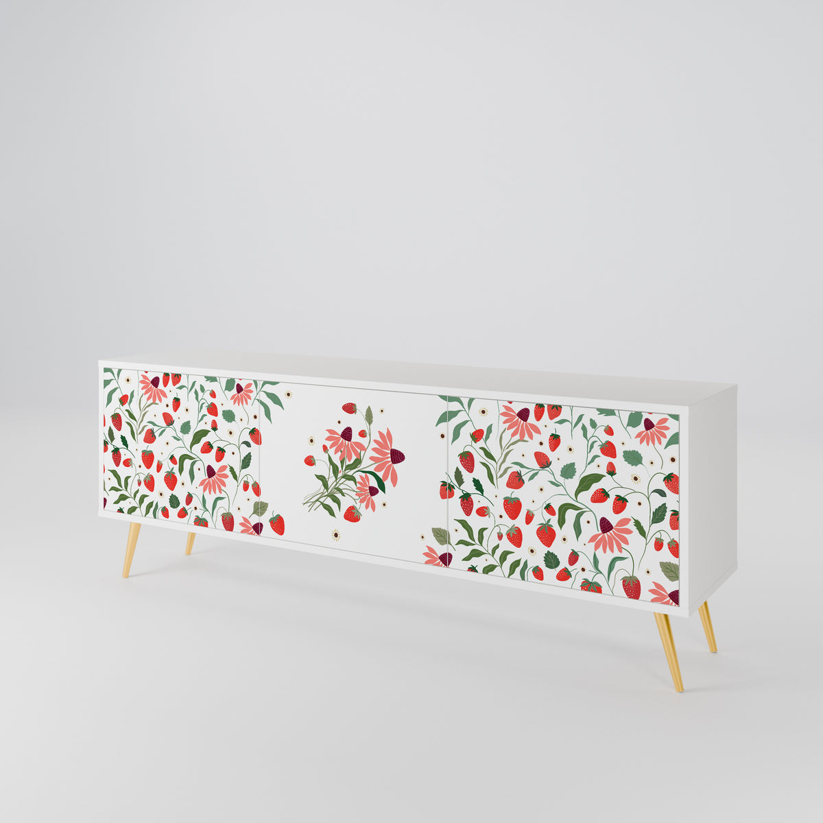 FLOWERS AND STRAWBERRIES TV-bänk med 3 dörrar