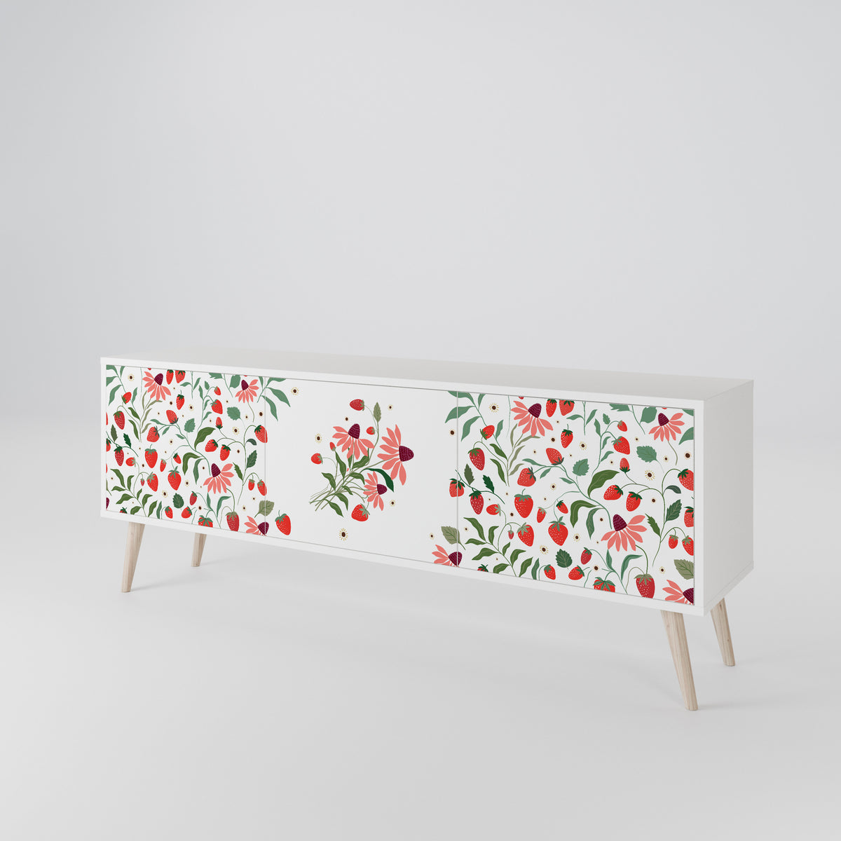 FLOWERS AND STRAWBERRIES TV-bänk med 3 dörrar