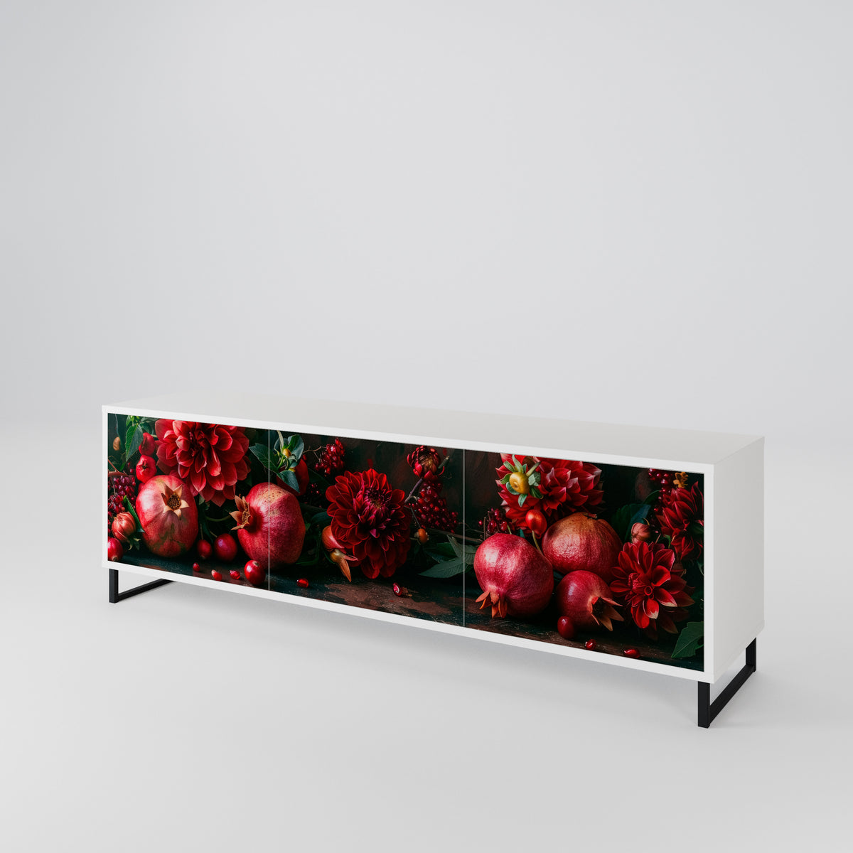 DAHLIAS AND POMEGRANATES TV-bänk med 3 dörrar