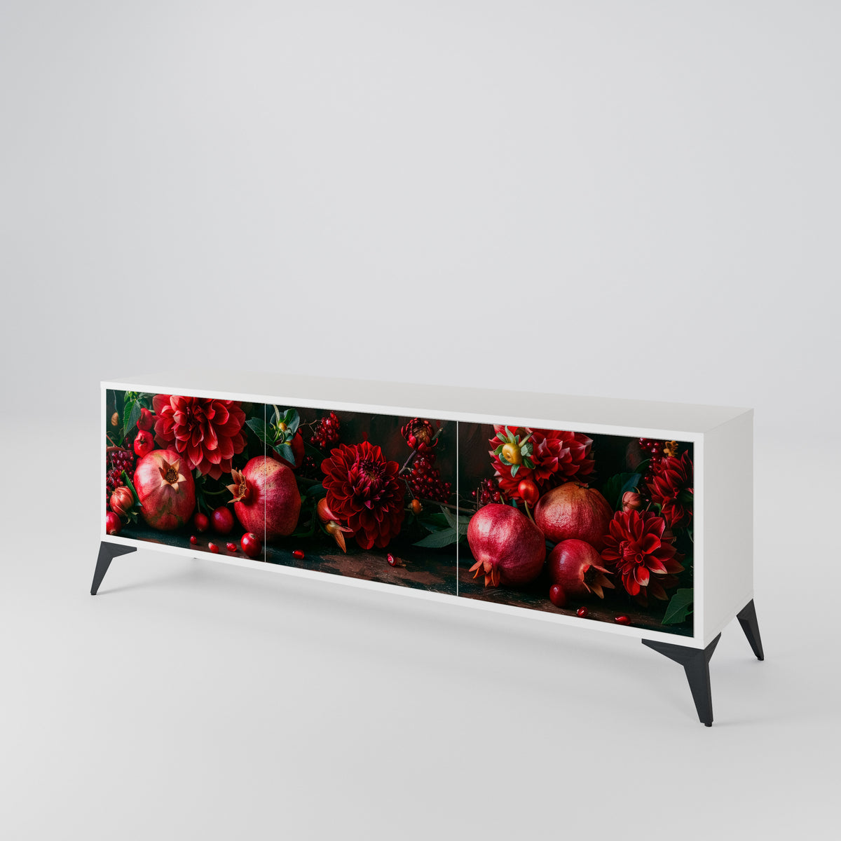 DAHLIAS AND POMEGRANATES TV-bänk med 3 dörrar