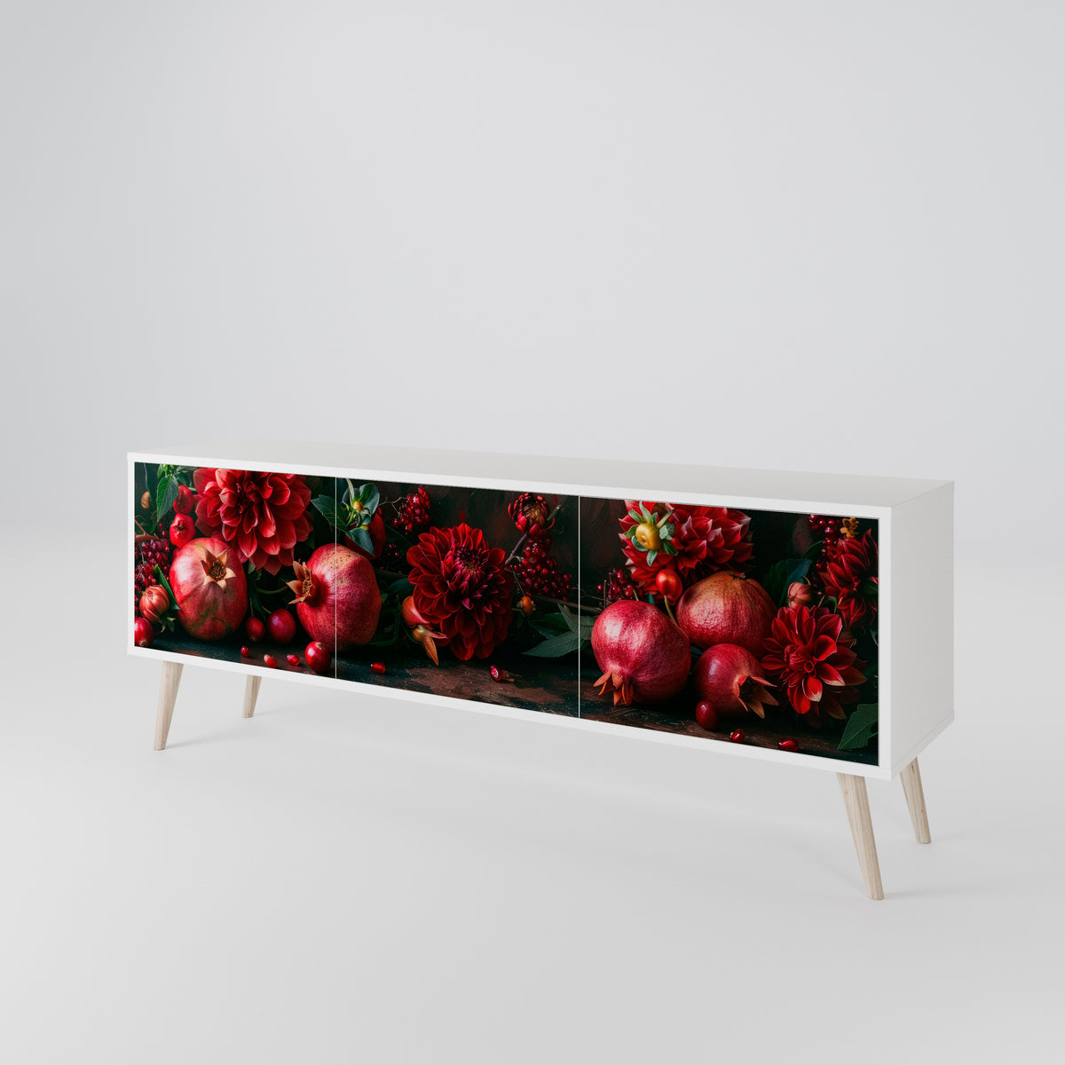 DAHLIAS AND POMEGRANATES TV-bänk med 3 dörrar