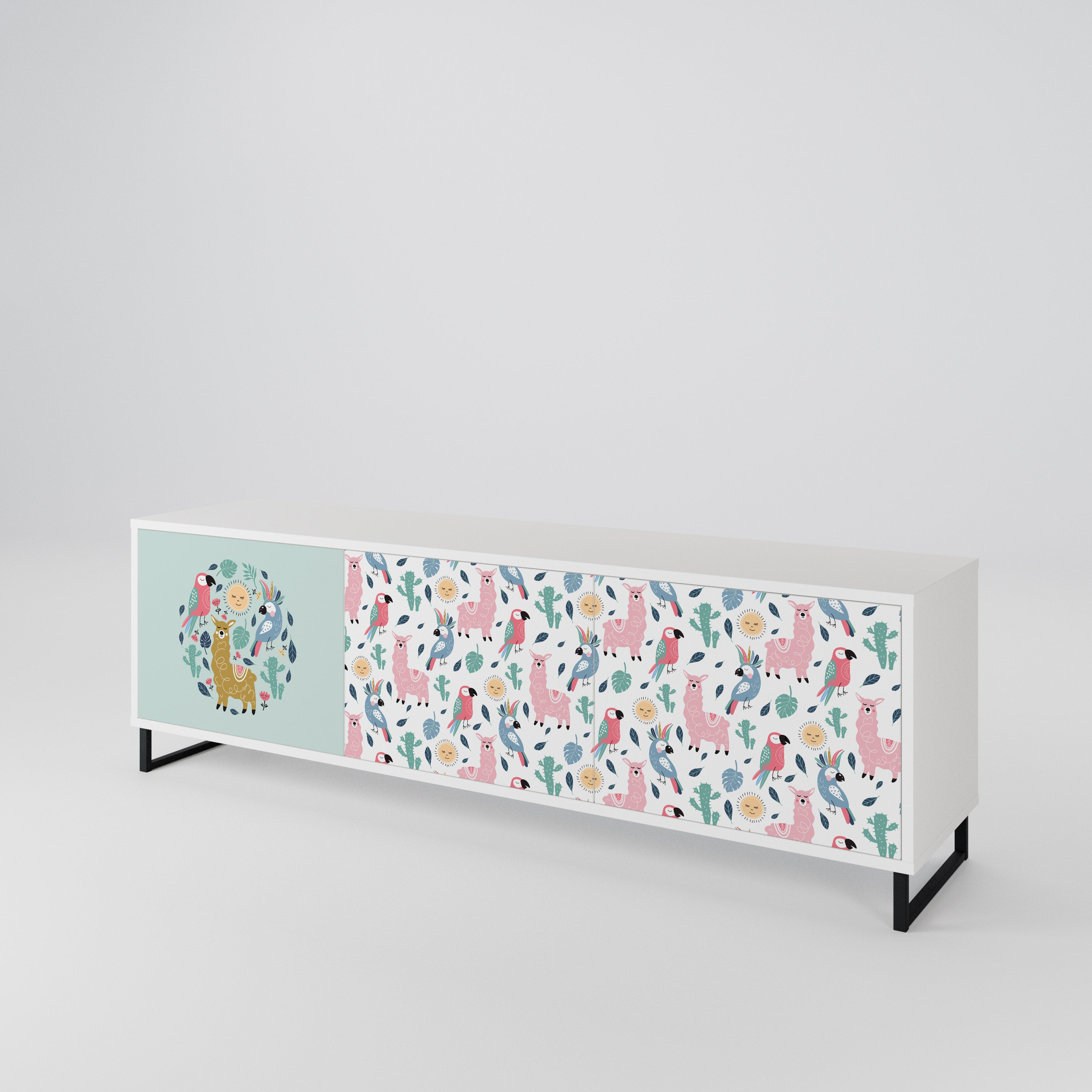 COLORFUL ALPACAS 3-Door TV Cabinet