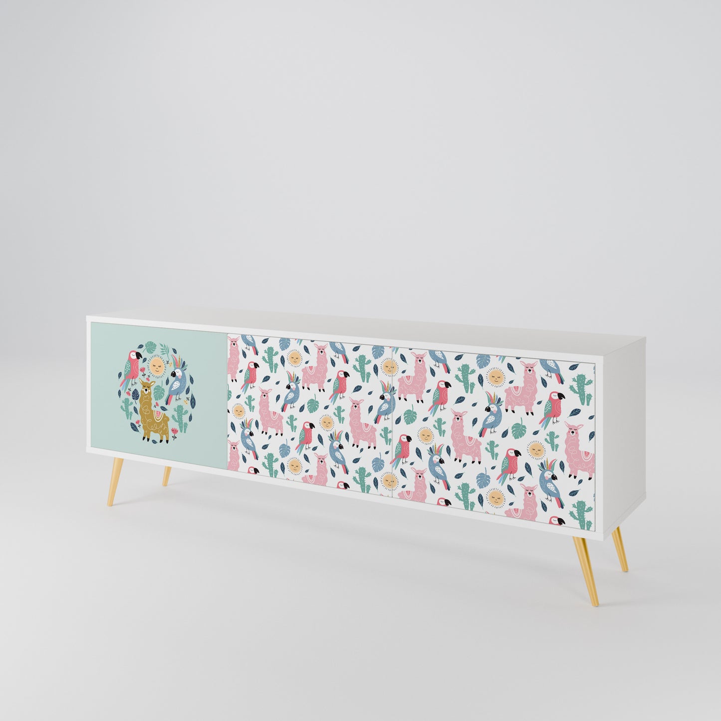COLORFUL ALPACAS TV-bänk med 3 dörrar
