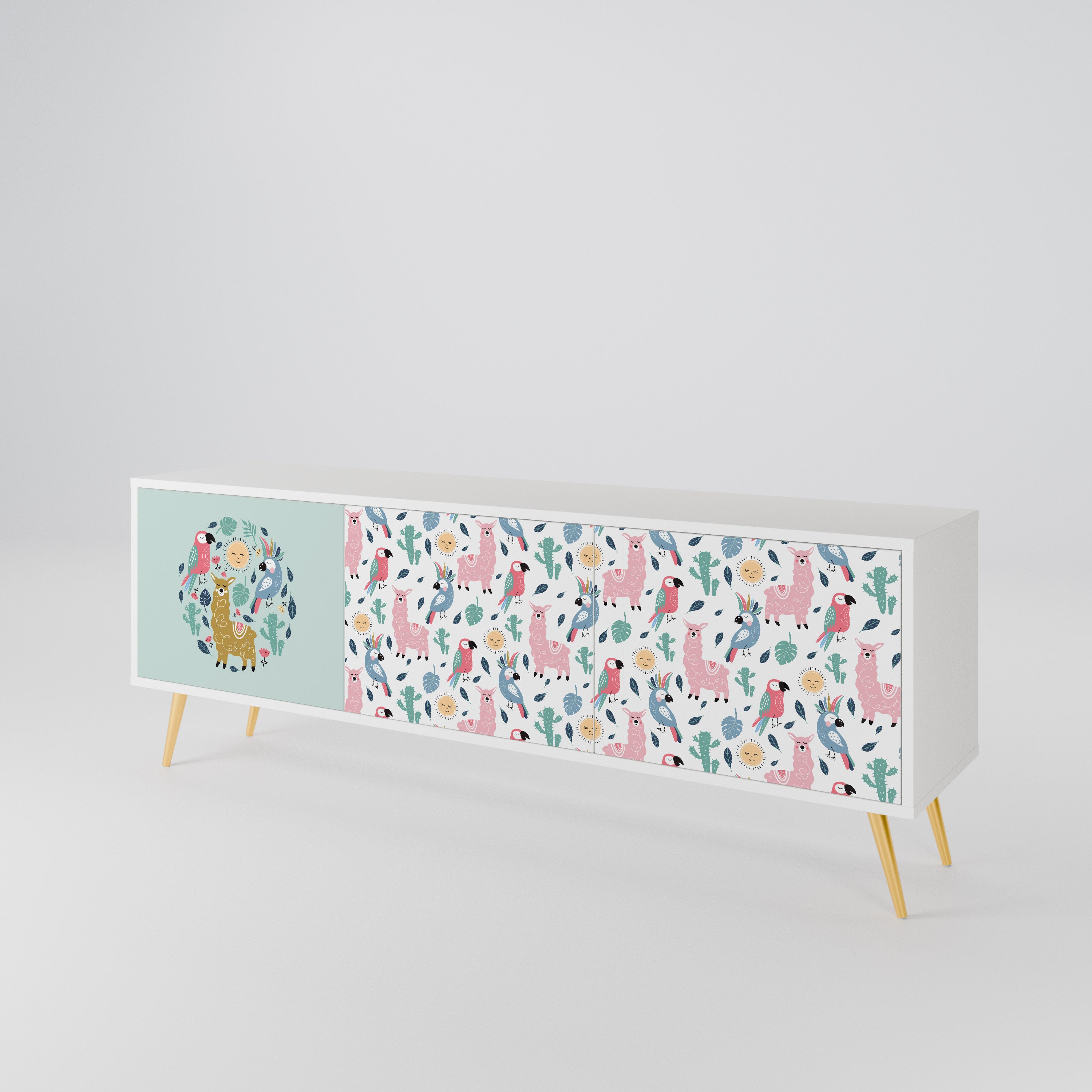 COLORFUL ALPACAS 3-Door TV Cabinet
