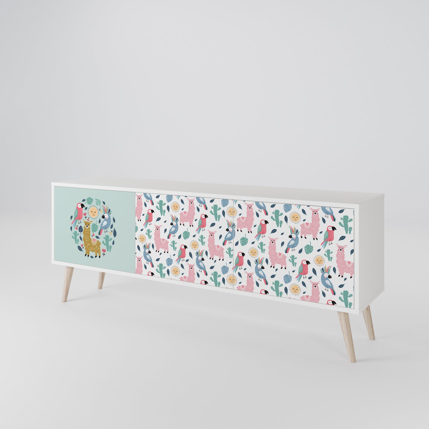 COLORFUL ALPACAS TV-bänk med 3 dörrar