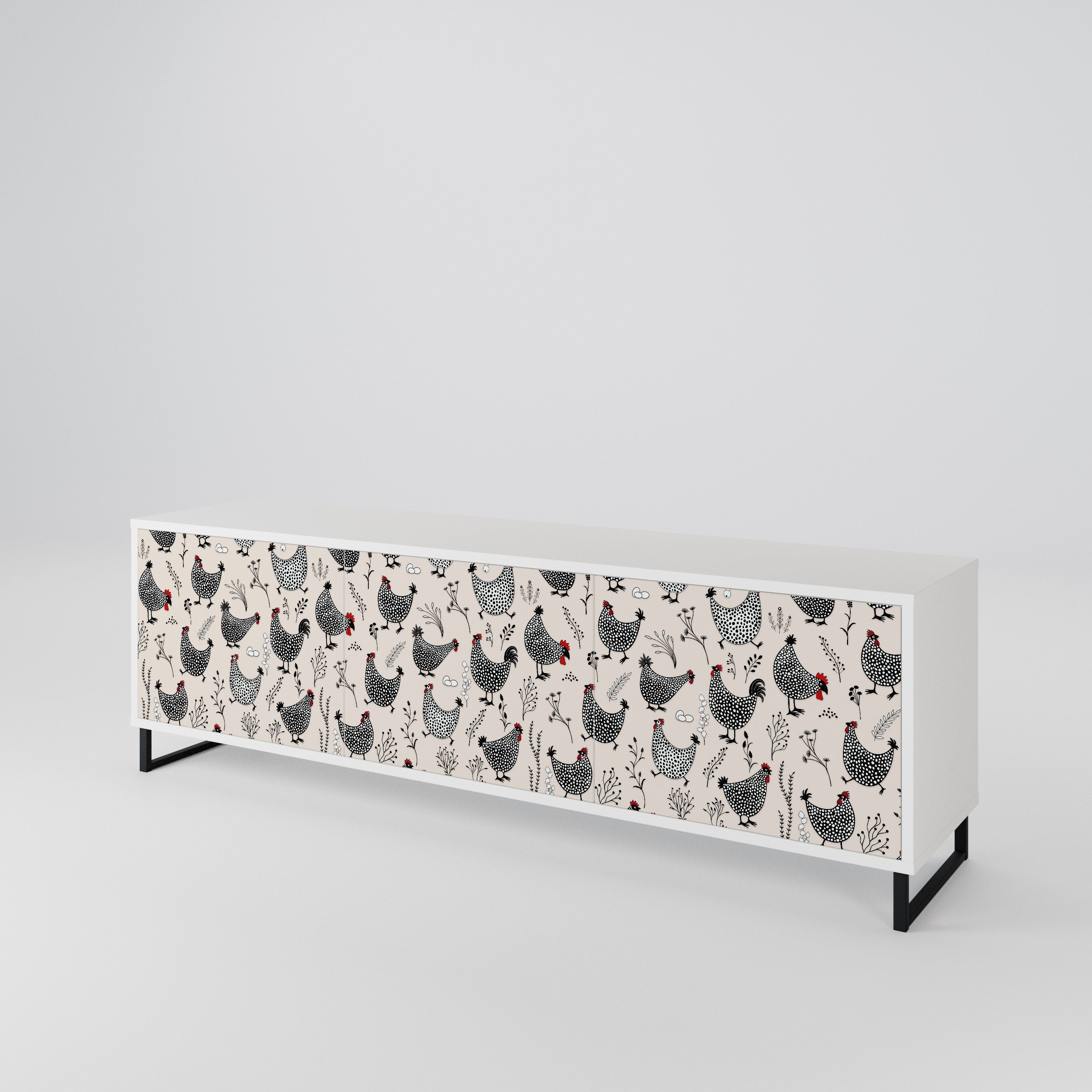 HAPPY HENS 3-Door TV Cabinet