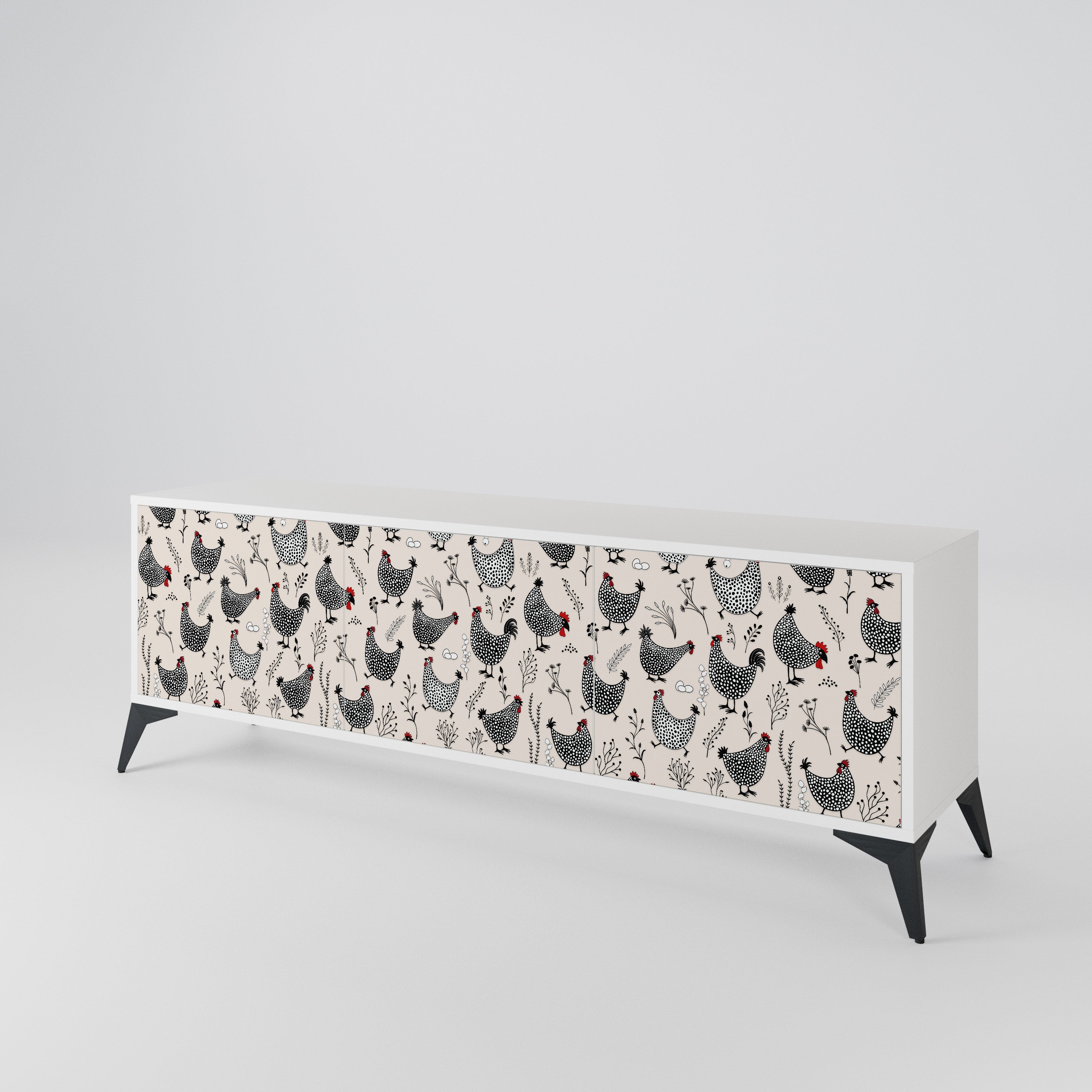 HAPPY HENS 3-Door TV Cabinet